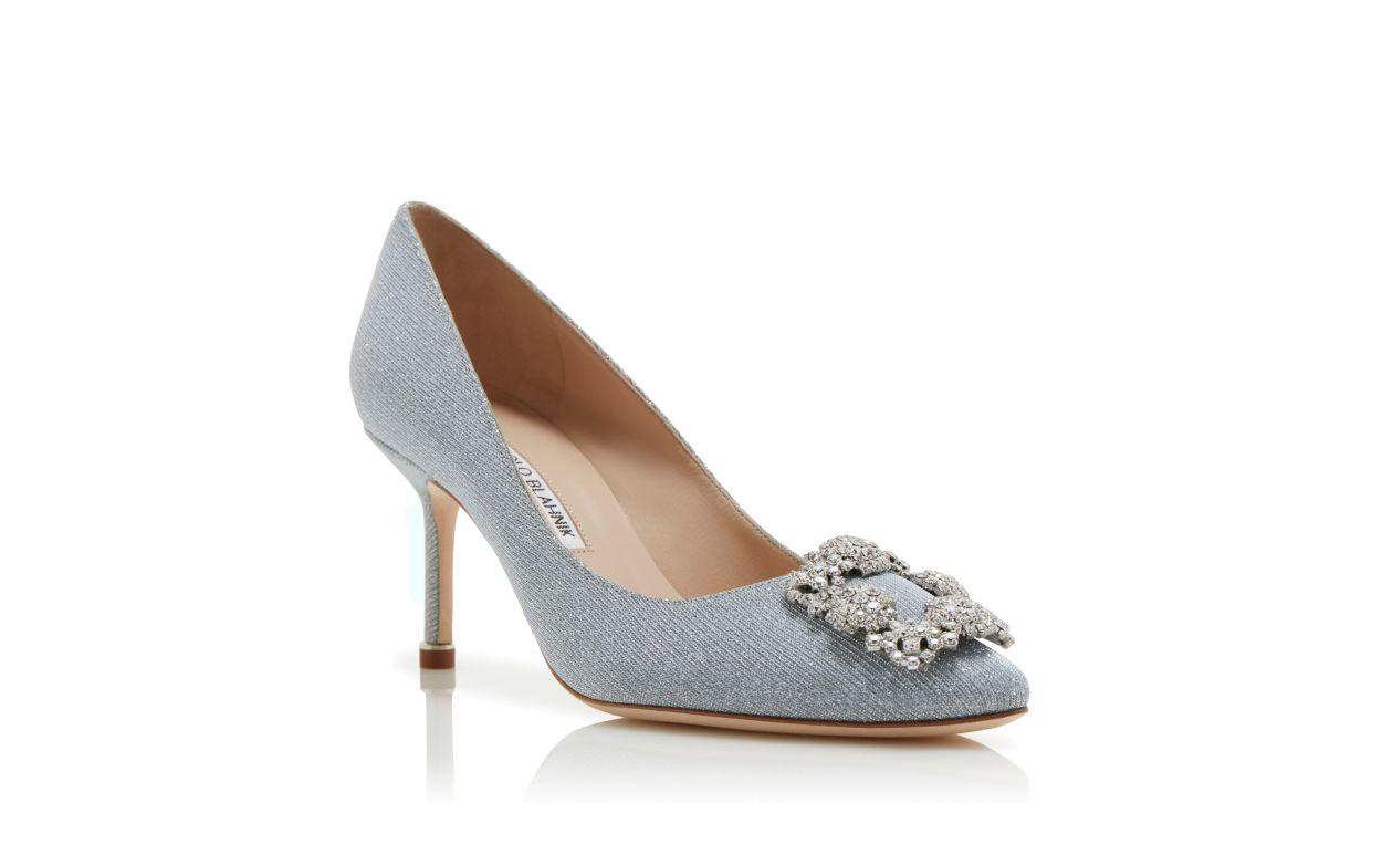 HANGISI GLITTER 70 Silver Glitter Fabric Jewel Buckle Pumps Product Image