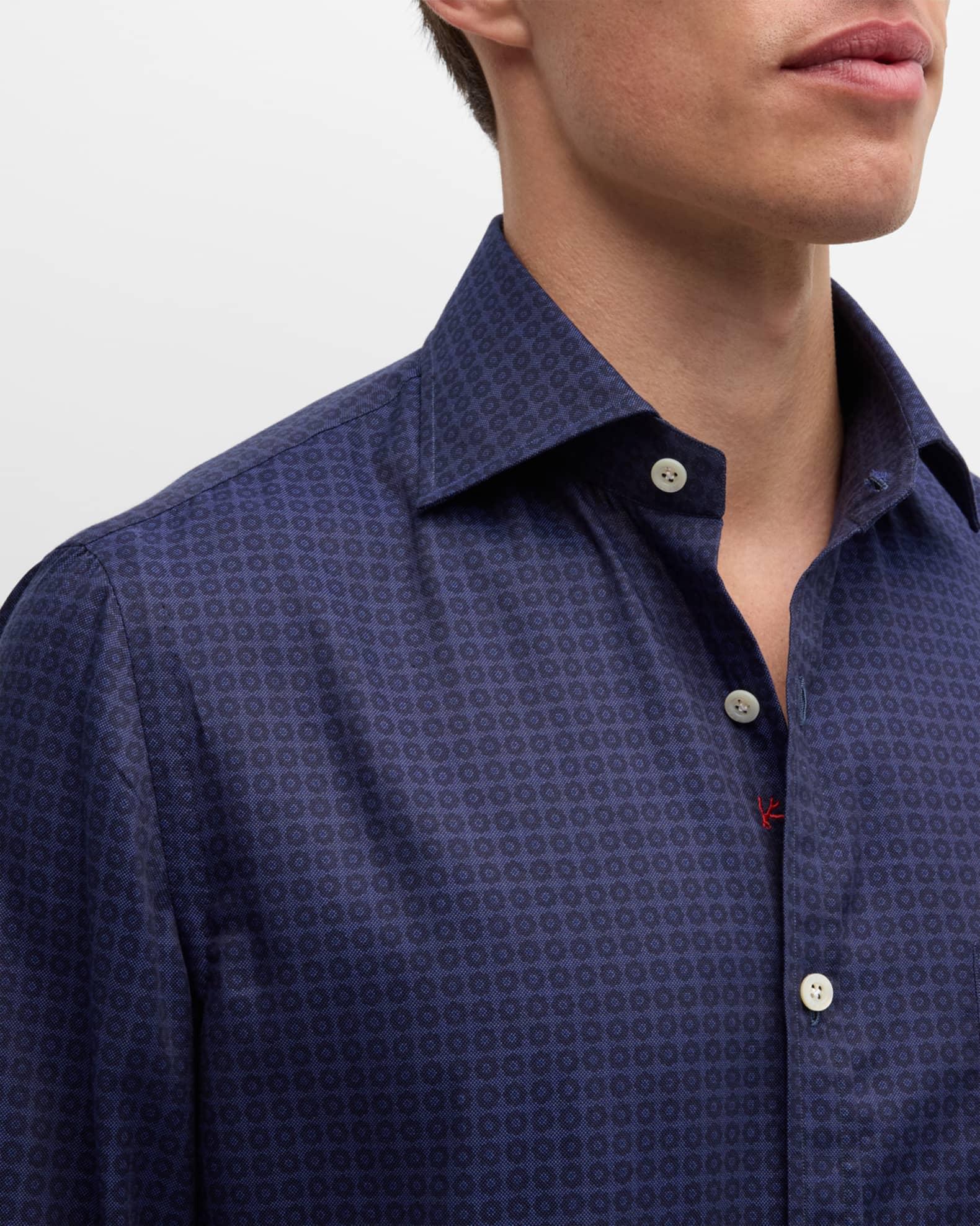 Men's Tonal Geometric Cotton Sport Shirt Product Image