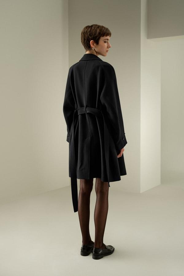 Double-Breasted Silk-Blend Belt Coat Product Image