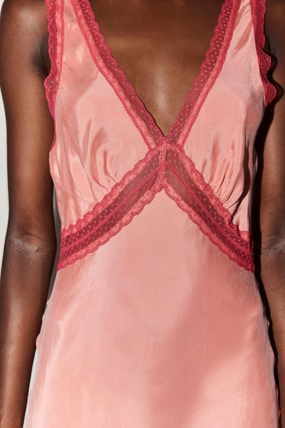 Meet Me On The Dance Floor Bias Cut Maxi Dress Coral Product Image