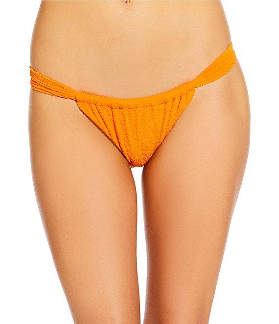 GB Solid Scrunchie Textured Tanga High Leg Hipster Swim Bottom Product Image
