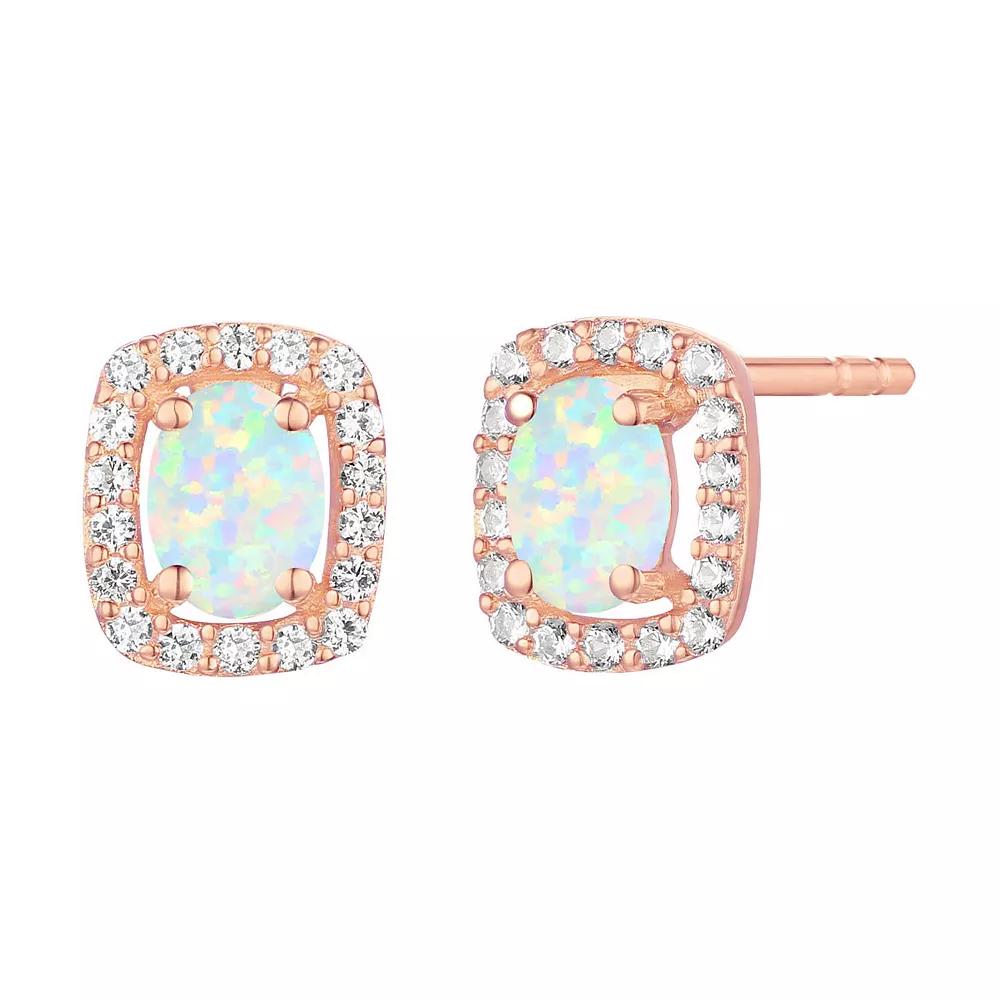14k Rose Gold Flash-Plated Lab-Created Opal Stud Earrings, Women's Product Image