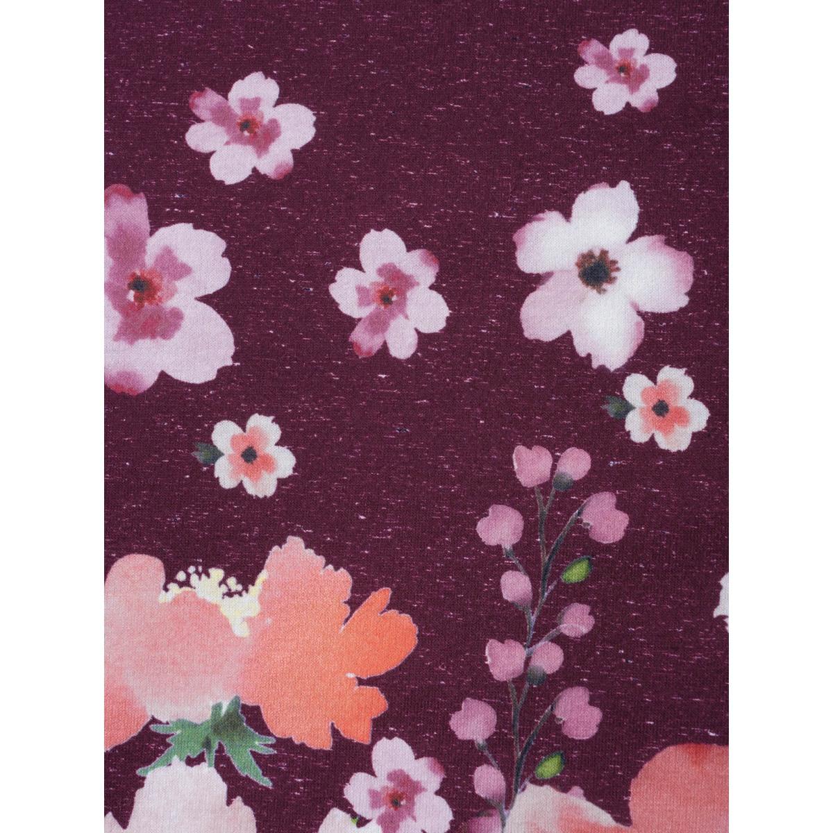 Plus Size Round Neck Floral Stretchy Sleeve Sweatshirt Women Deeppurplered Casual Non Round Neck Everyday Sweatshirts BloomChic 26/4X Product Image