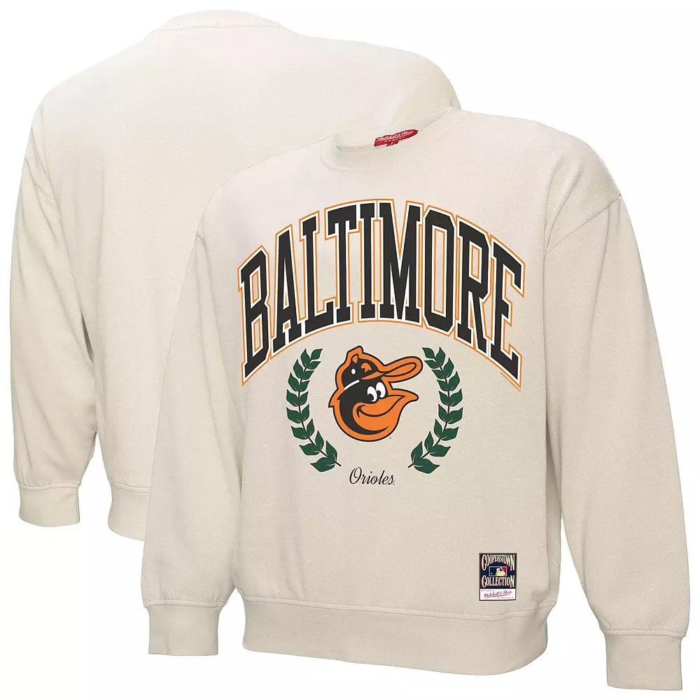 Women's Mitchell & Ness Cream Baltimore Orioles Cooperstown Collection Laurel Pullover Sweatshirt, Size: Small, Beige Product Image