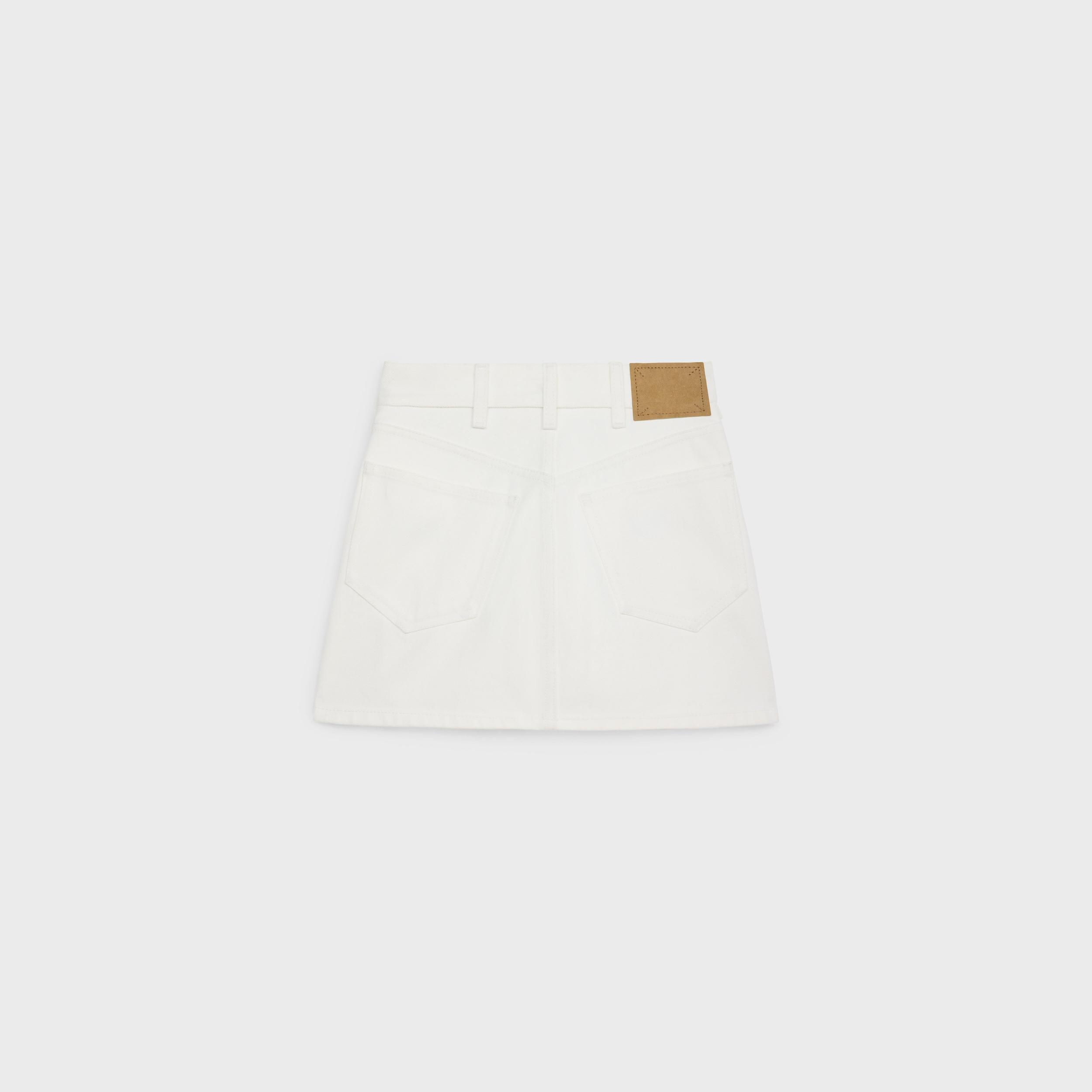 embroidered mini skirt in raw wash white denim Product Image