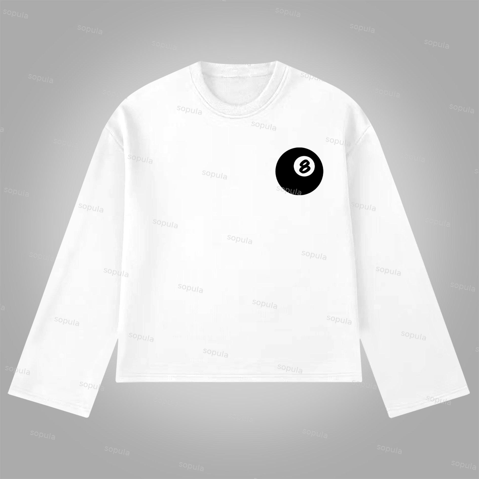 Sopula Vintage Black 8 Print Graphics Cotton Long Sleeve T-Shirt Product Image