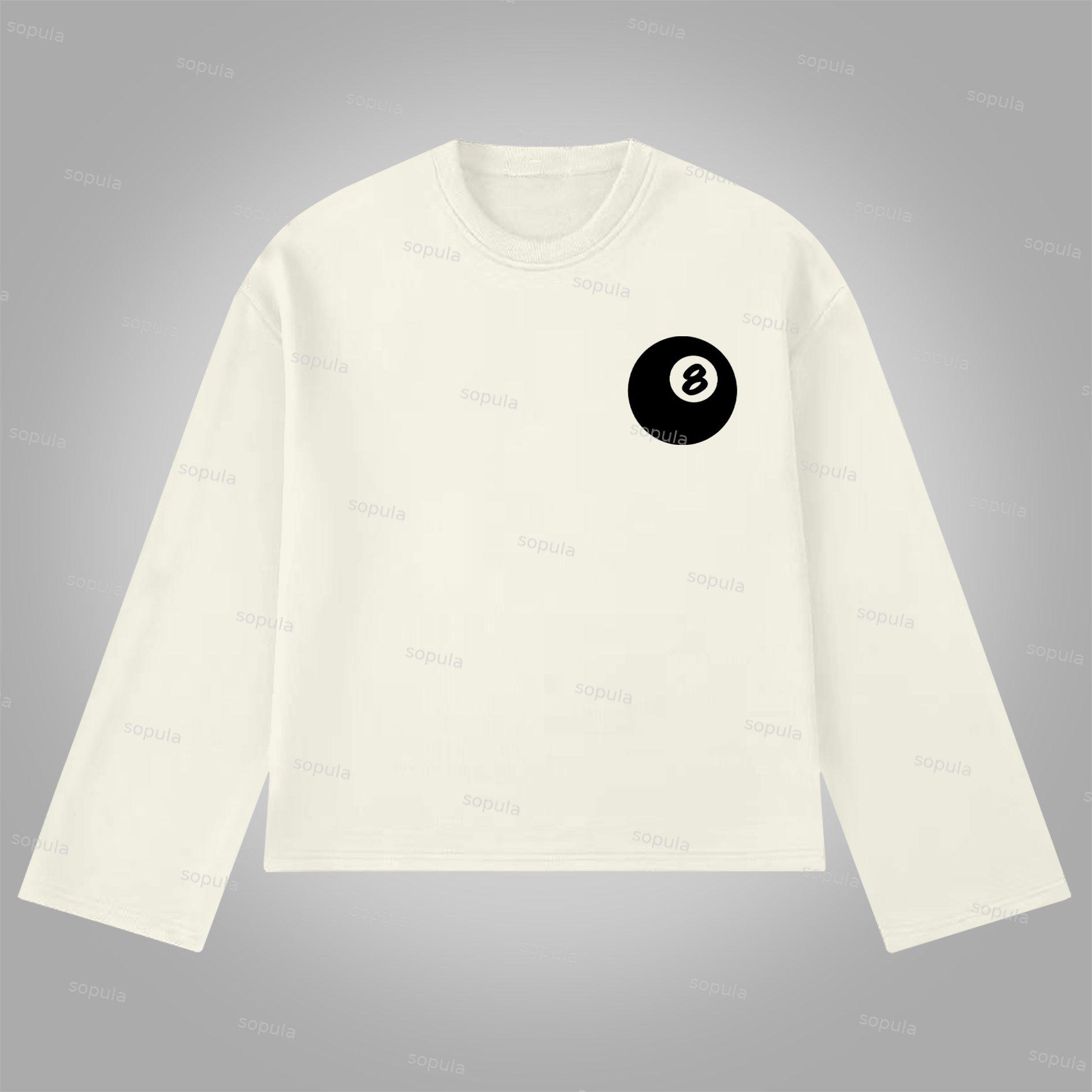 Sopula Vintage Black 8 Print Graphics Cotton Long Sleeve T-Shirt Product Image