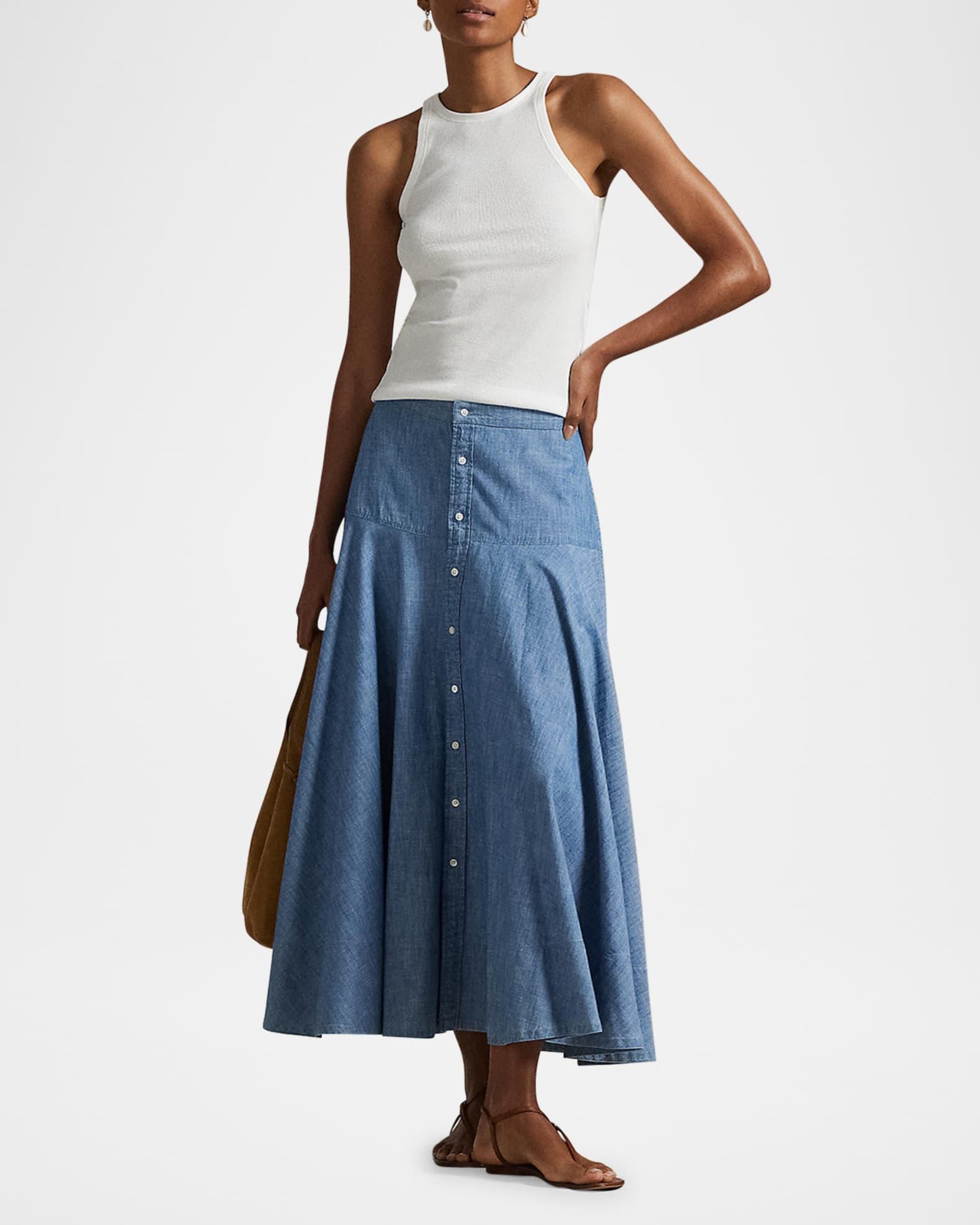 Cotton Chambray Maxi Skirt Product Image