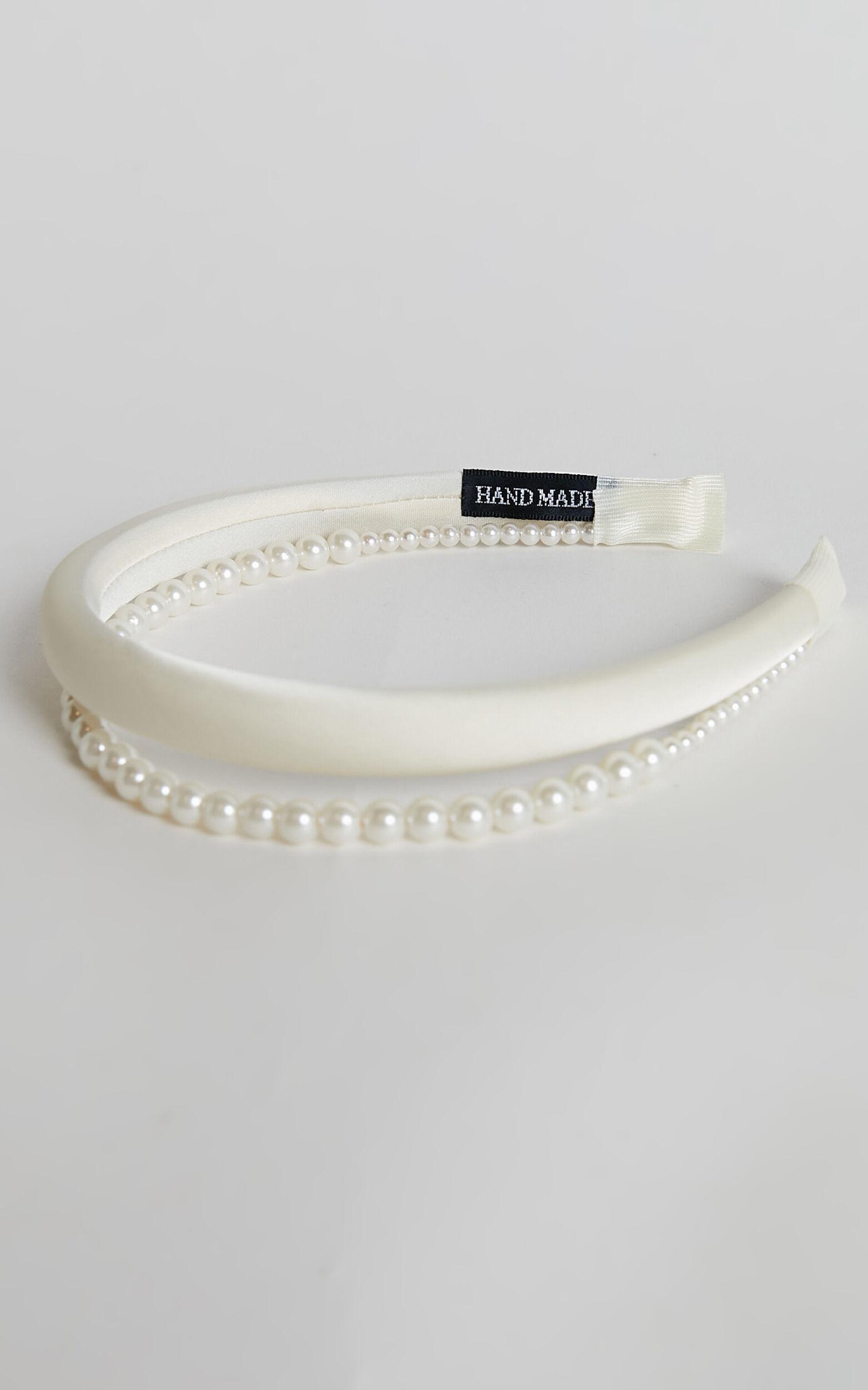 Lauren Headband - Pearl Double Headband in White Product Image