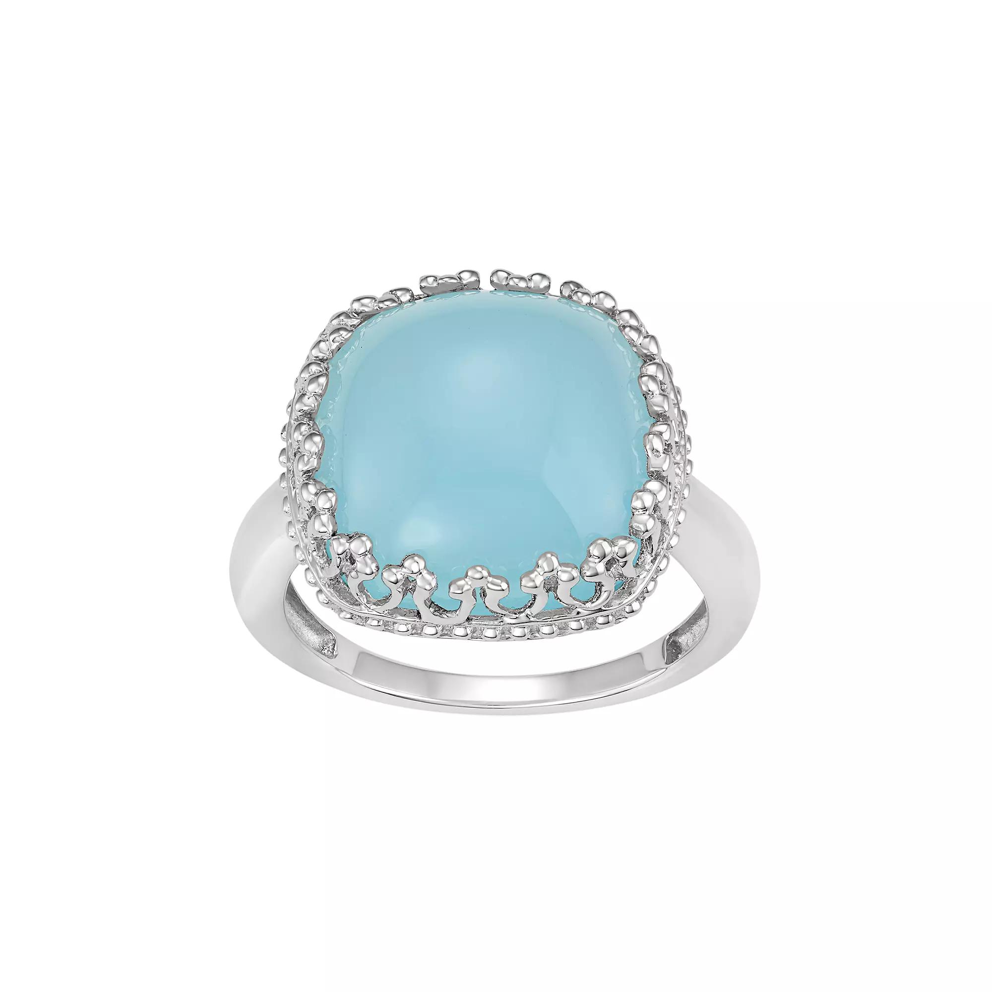 Jewelexcess Sterling Silver Blue Chalcedony Cabochon Ring, Womens Product Image