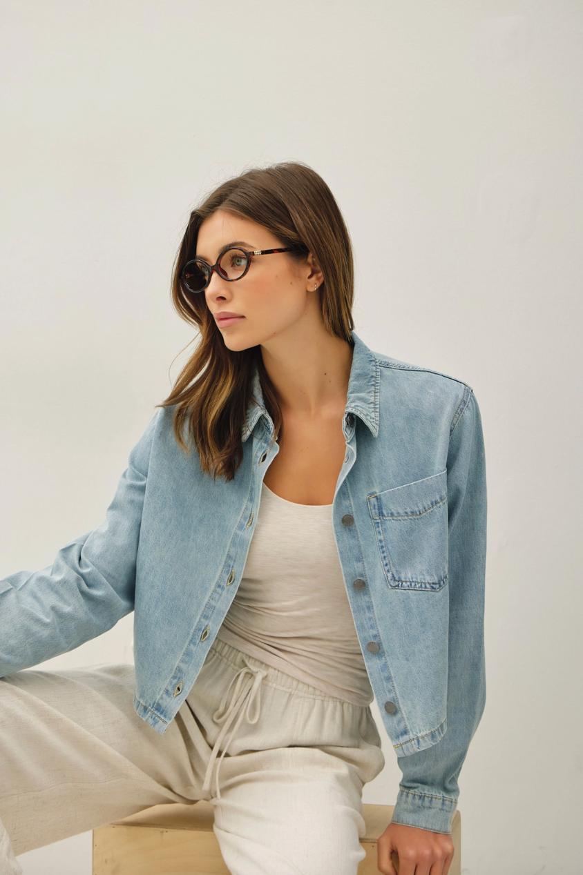 Cropped Denim Shacket Product Image