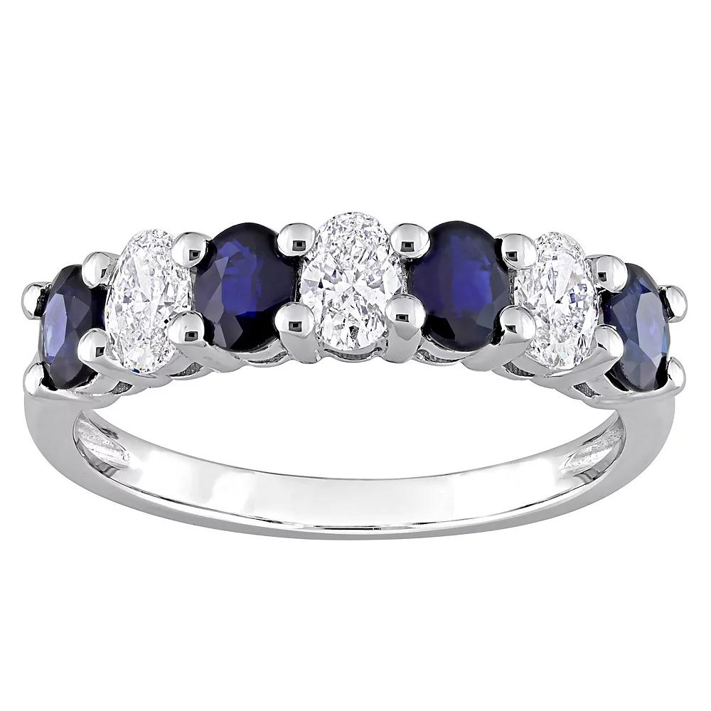 Stella Grace 14k White Gold Sapphire & 1/2 CT T.W. Diamond Semi-Eternity Ring, Women's, 14k Whgold Product Image