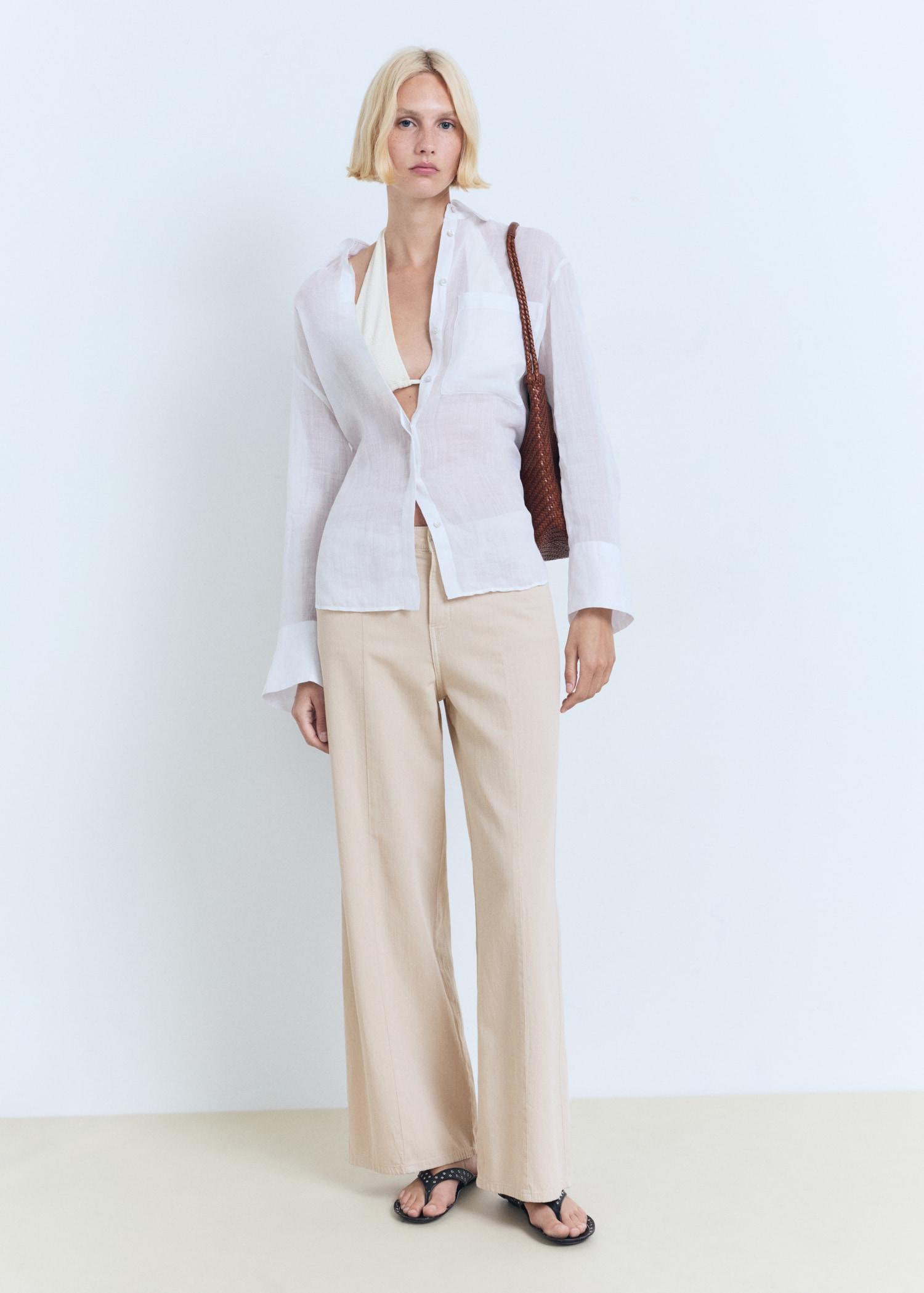 Straight-fit mid-rise denim pants - Women | MANGO USA Product Image