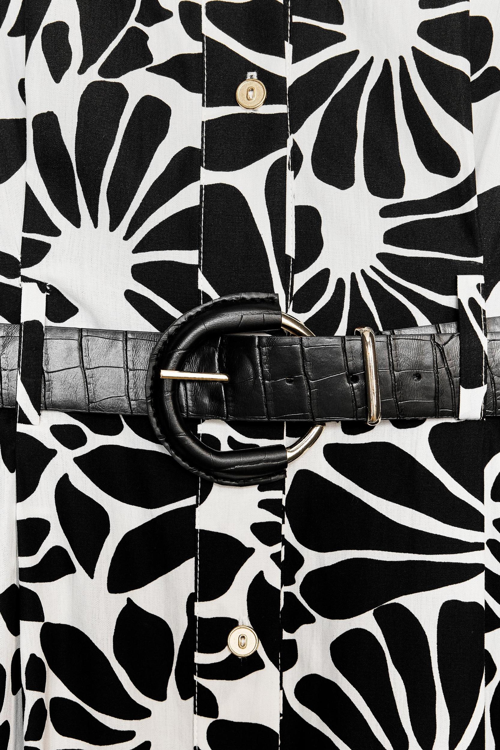 PRINTED POPLIN MIDI DRESS WITH BELT Product Image