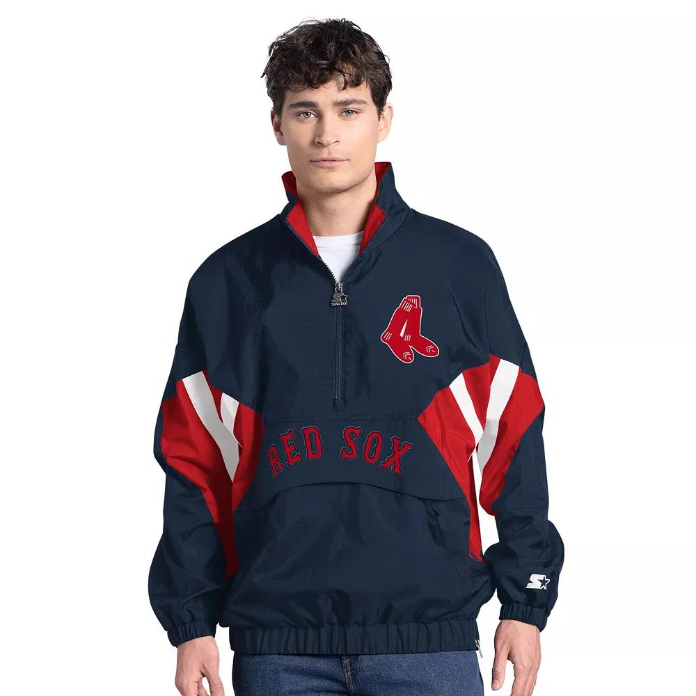 Men's Starter Navy Boston Red Sox Cooperstown Chief Half-Zip Pullover,  Product Image
