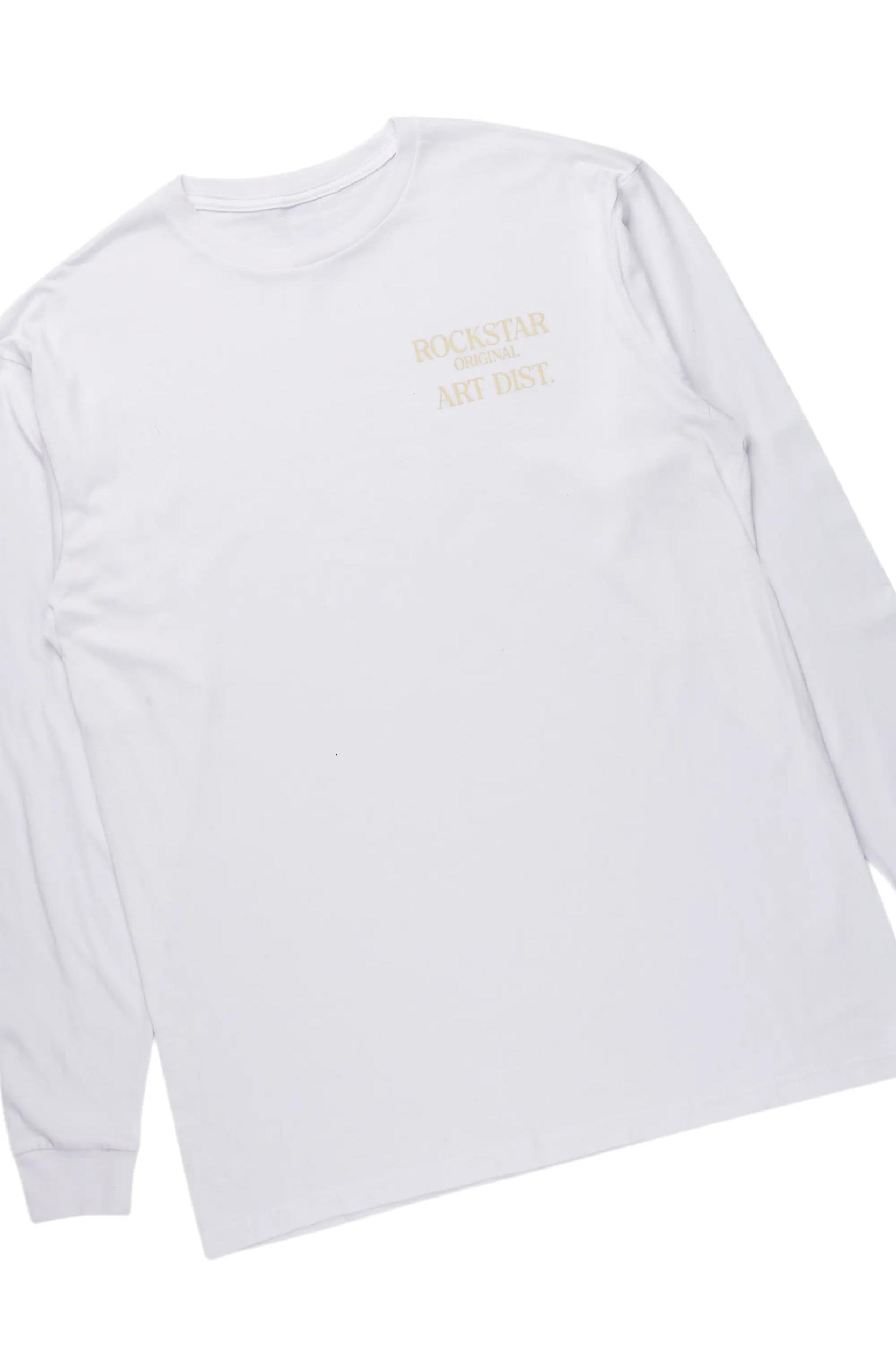 Briggs White/Beige Long Sleeve T-Shirt/Baggy Pant Set Male Product Image