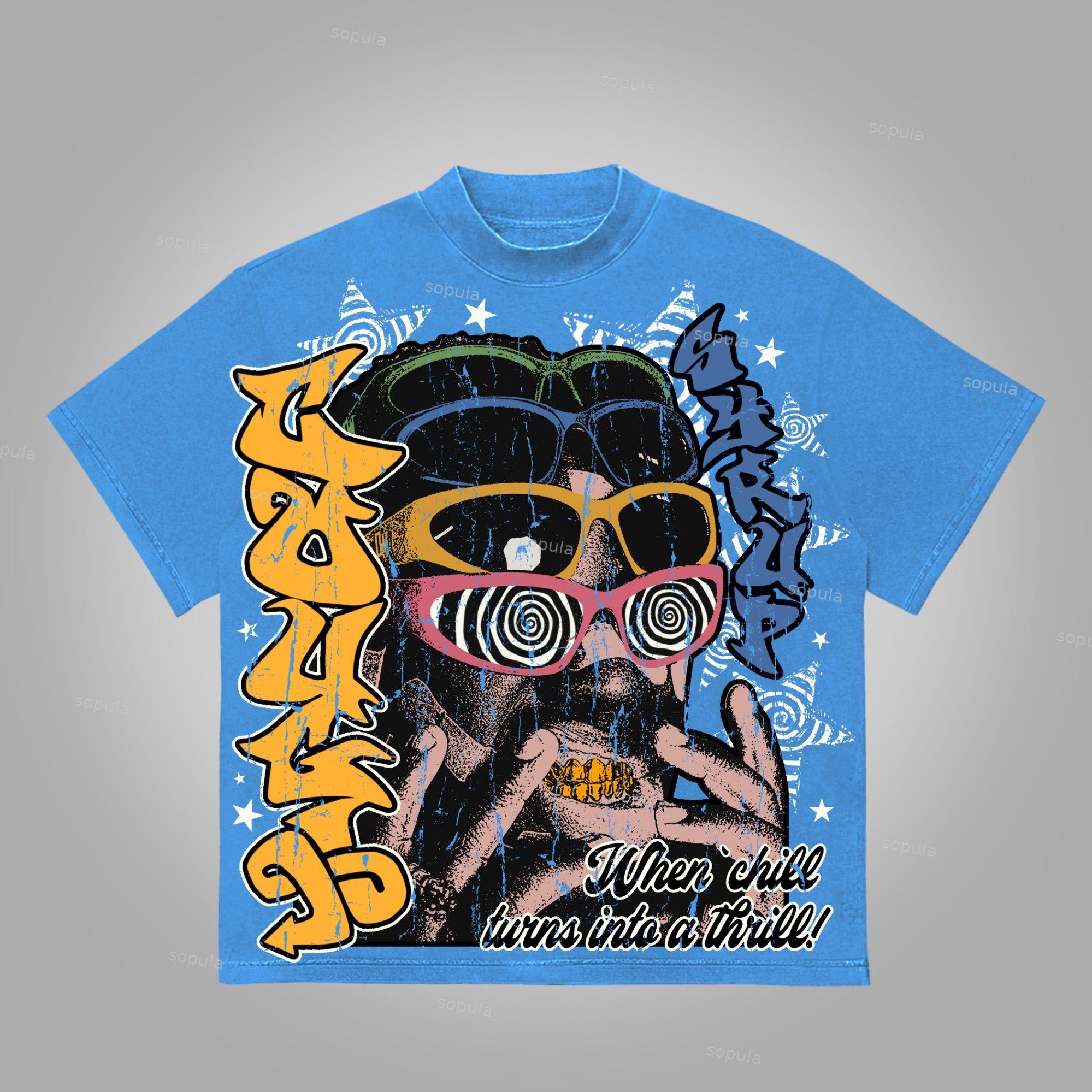 Sopula Cough Syrup Psychedelic Reality Vintage Graphics Cotton T-Shirt Product Image