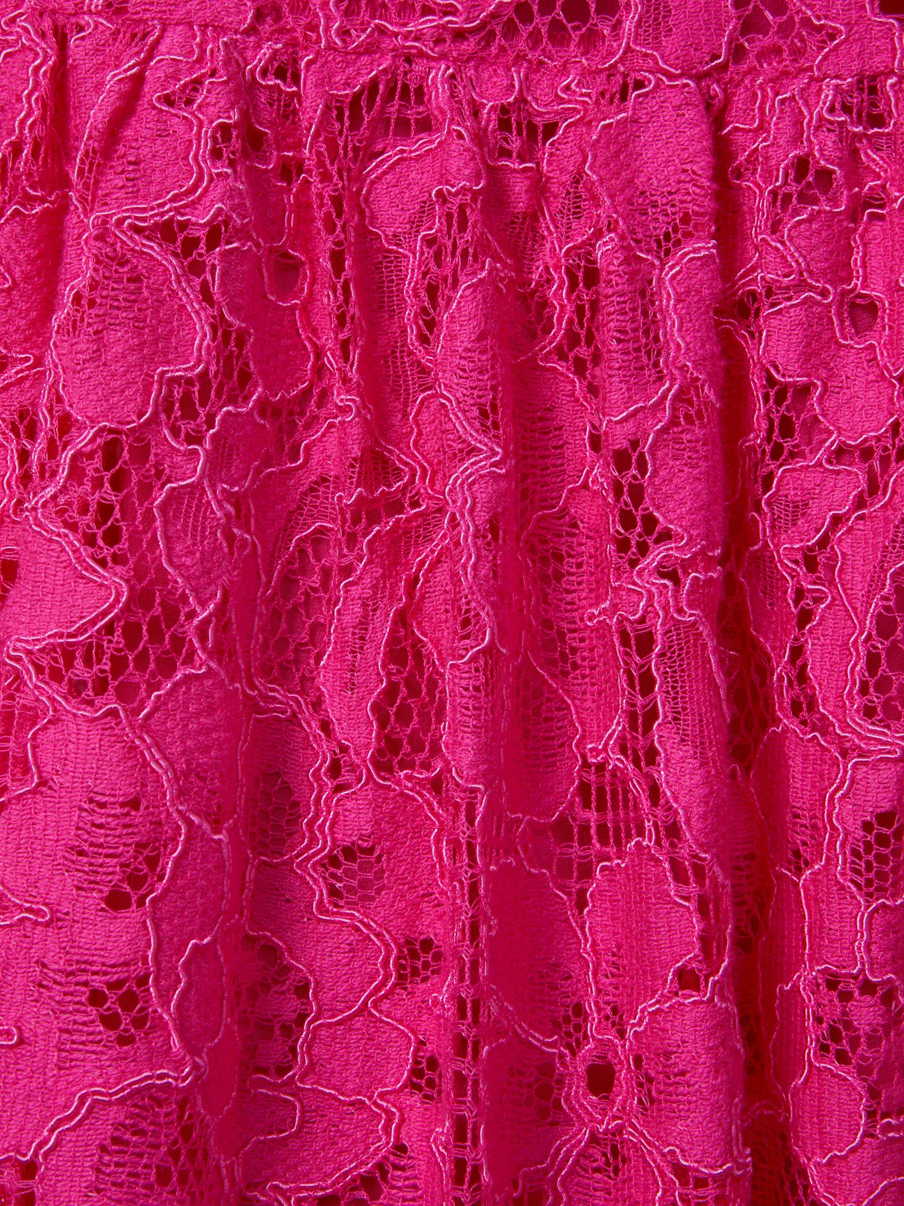 Florere Lace Tie Back Midi Dress in Bright Pink Product Image