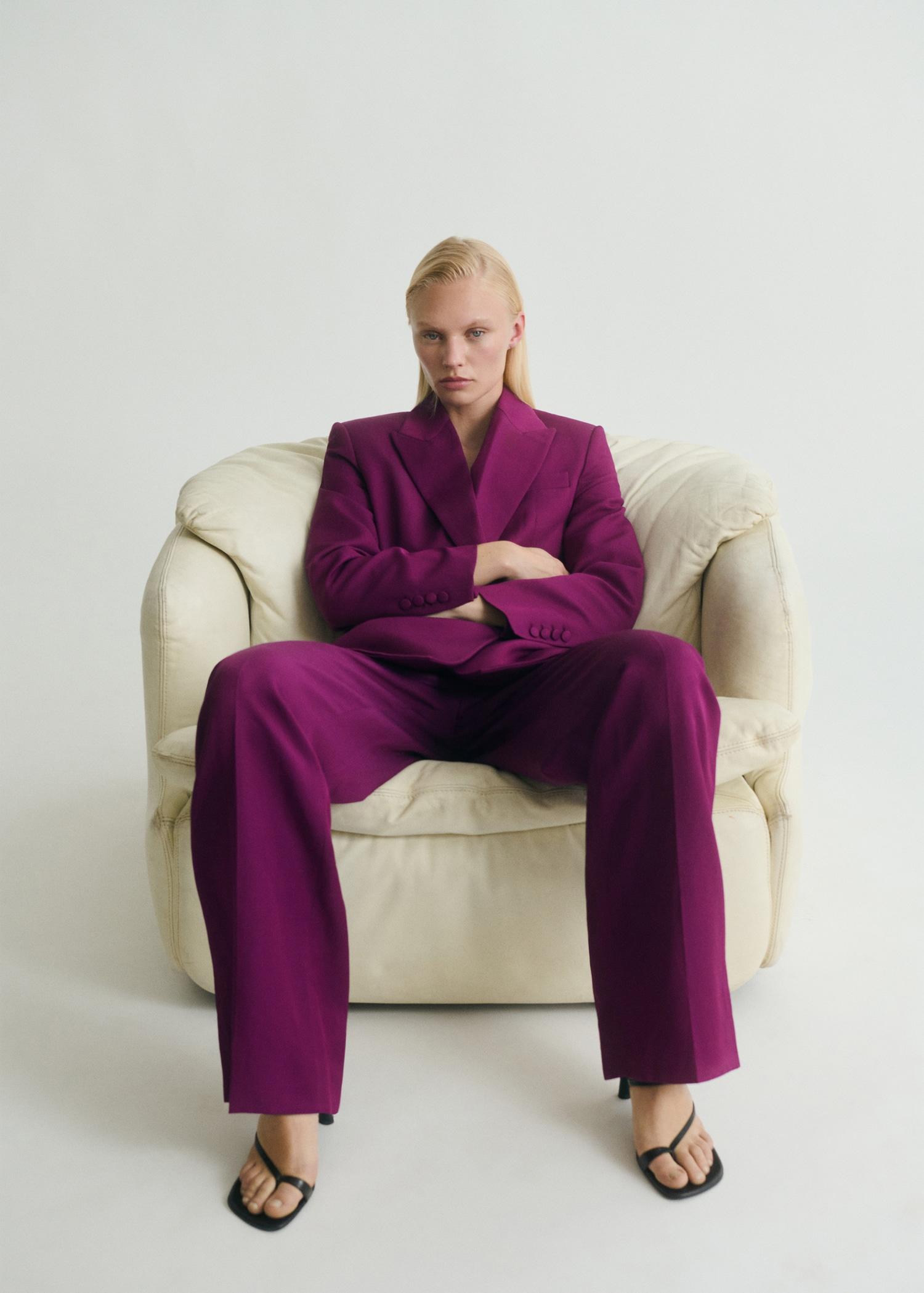 Straight-fit linen-blend suit pants - Women | MANGO USA Product Image