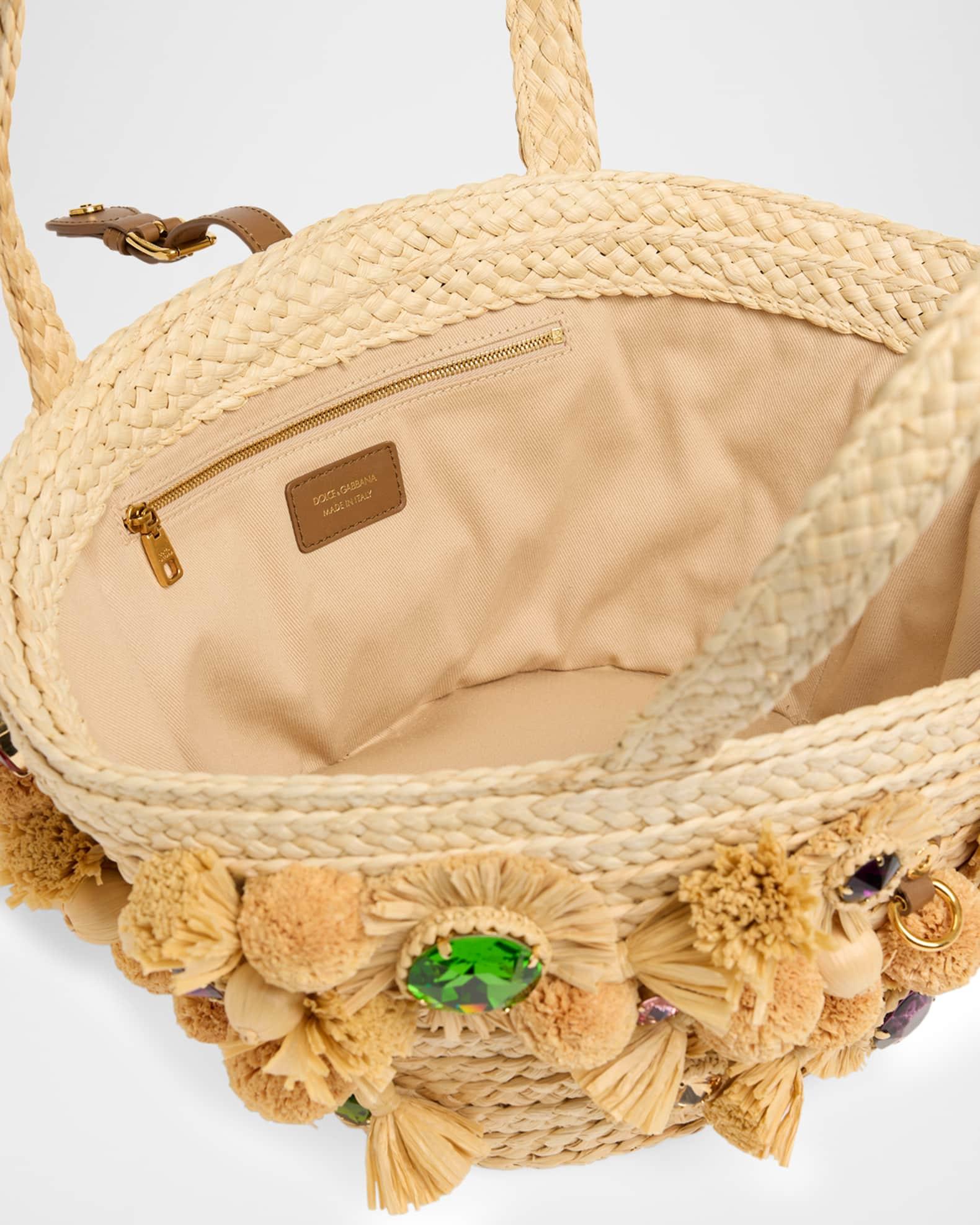 Floral Embellished Raffia Tote Bag Product Image