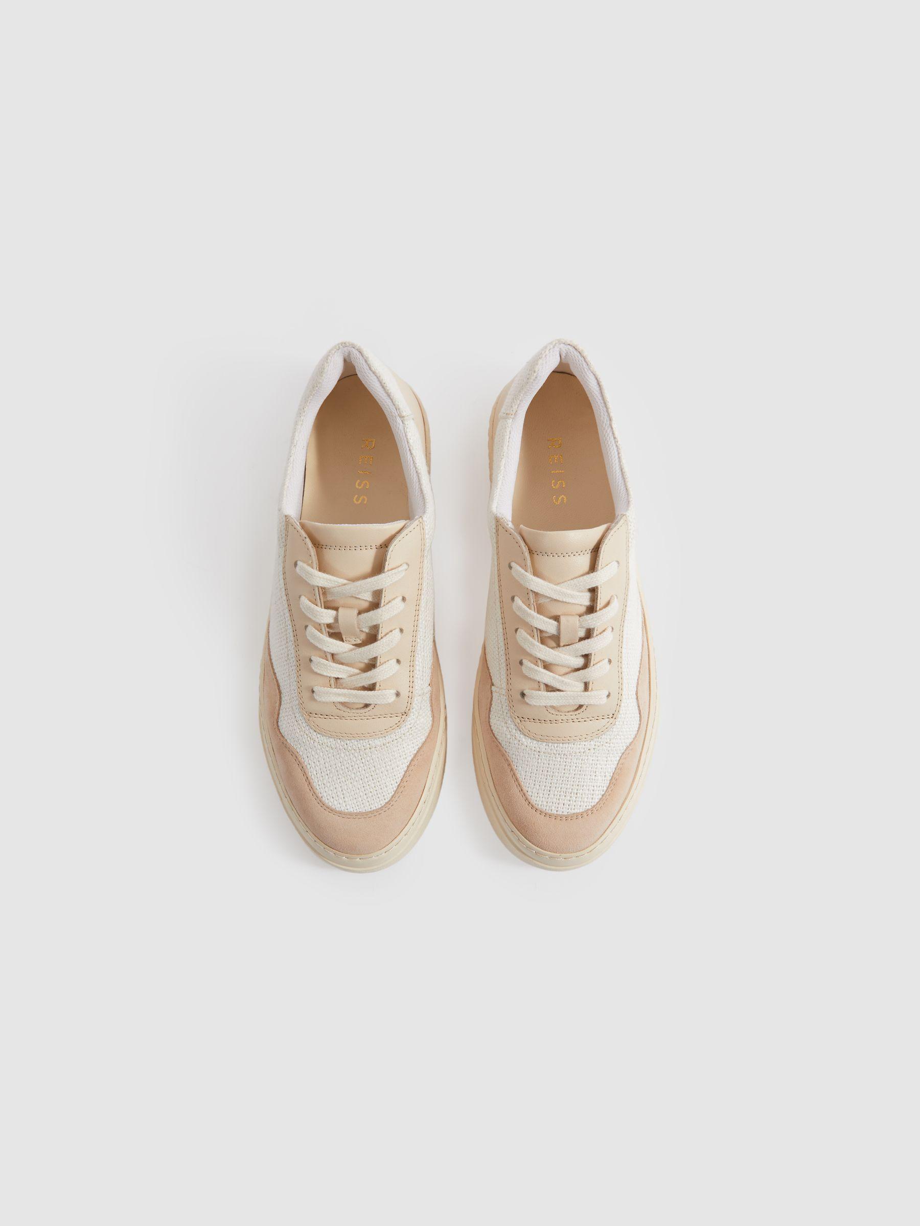 Canvas Leather Chunky Trainers in Natural Product Image