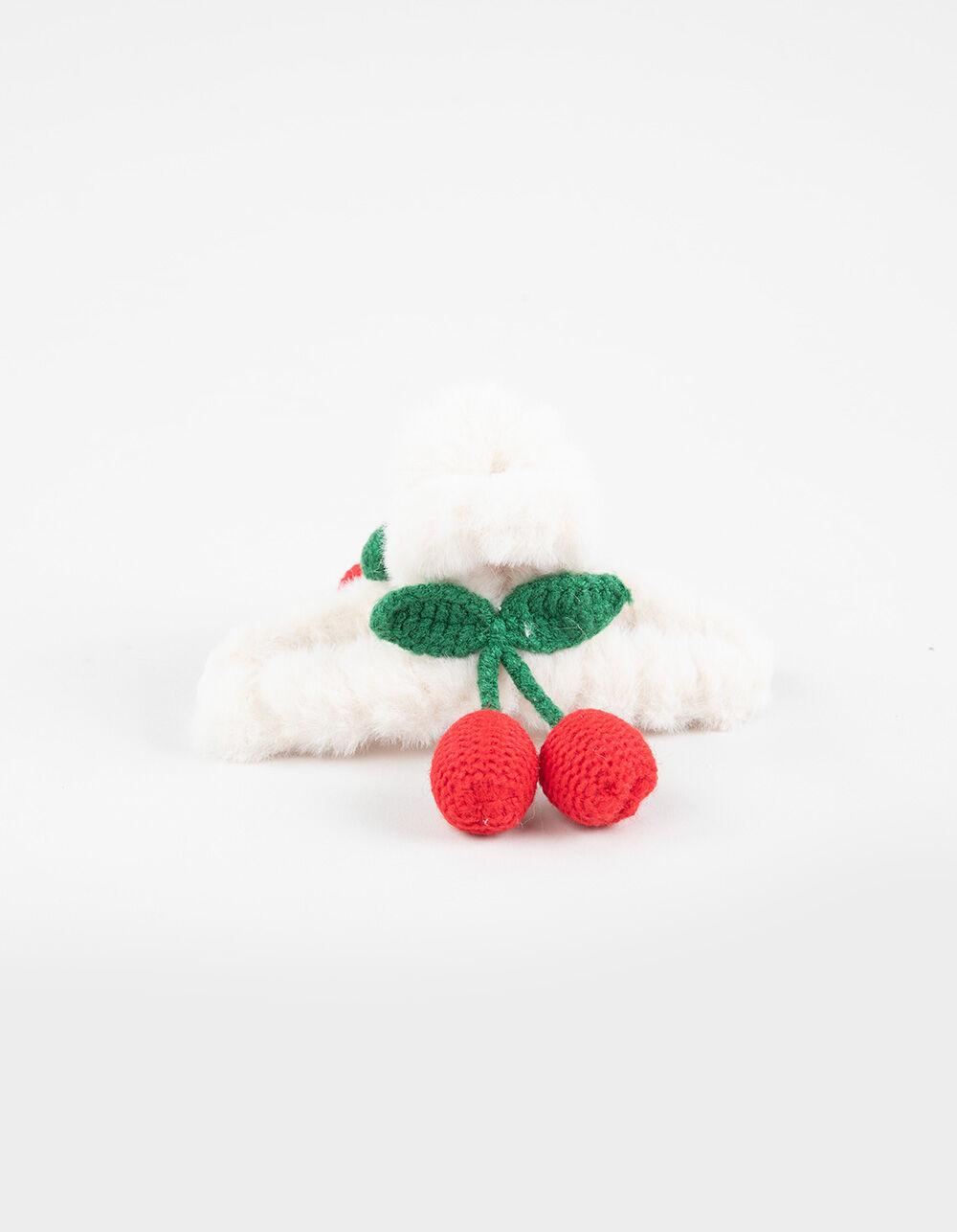 FULL TILT Faux Fur/Crochet Cherry Claw Clip - CREAM Product Image