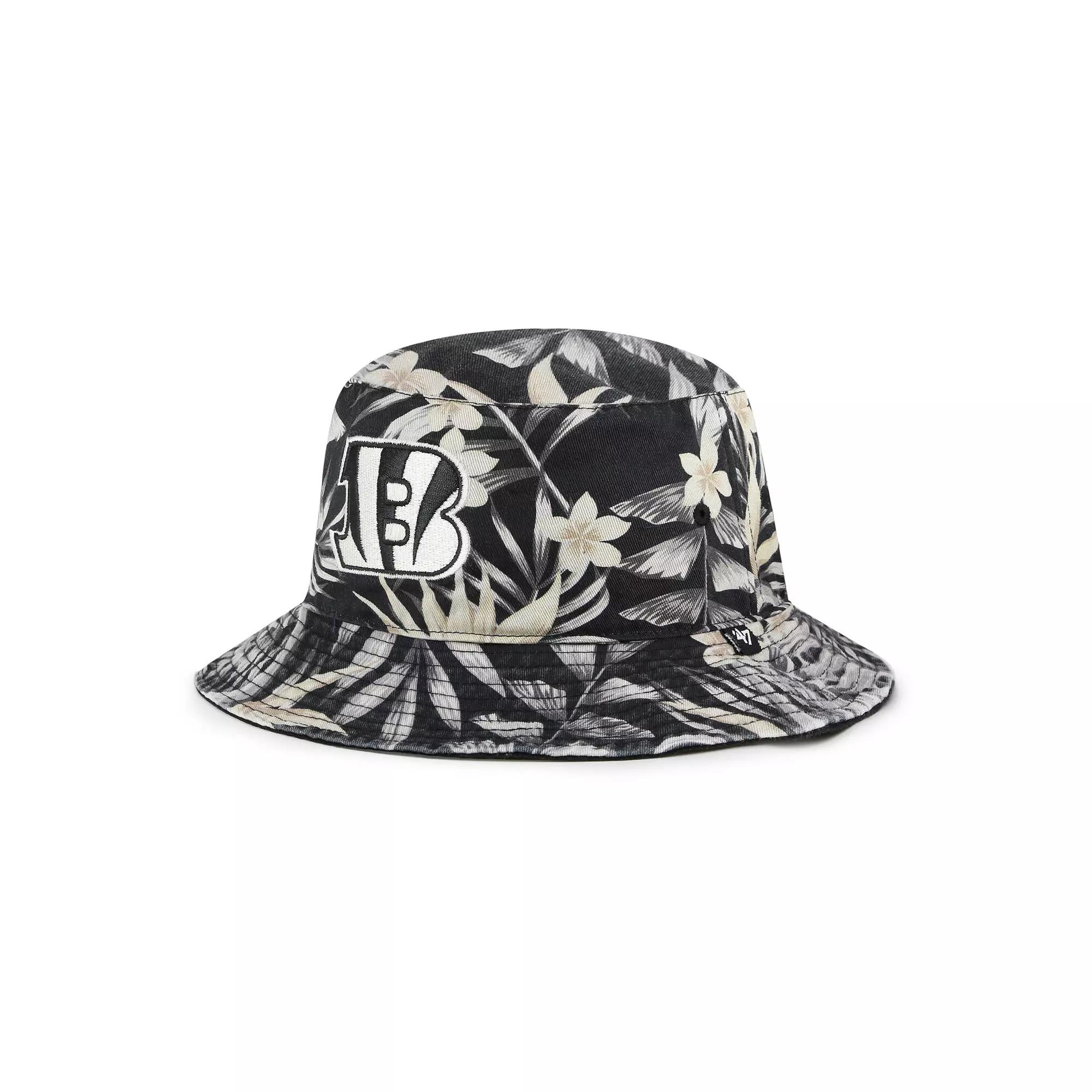 Men's '47 Black Cincinnati Bengals Tropicalia Bucket Hat, Size: Medium/Large Product Image