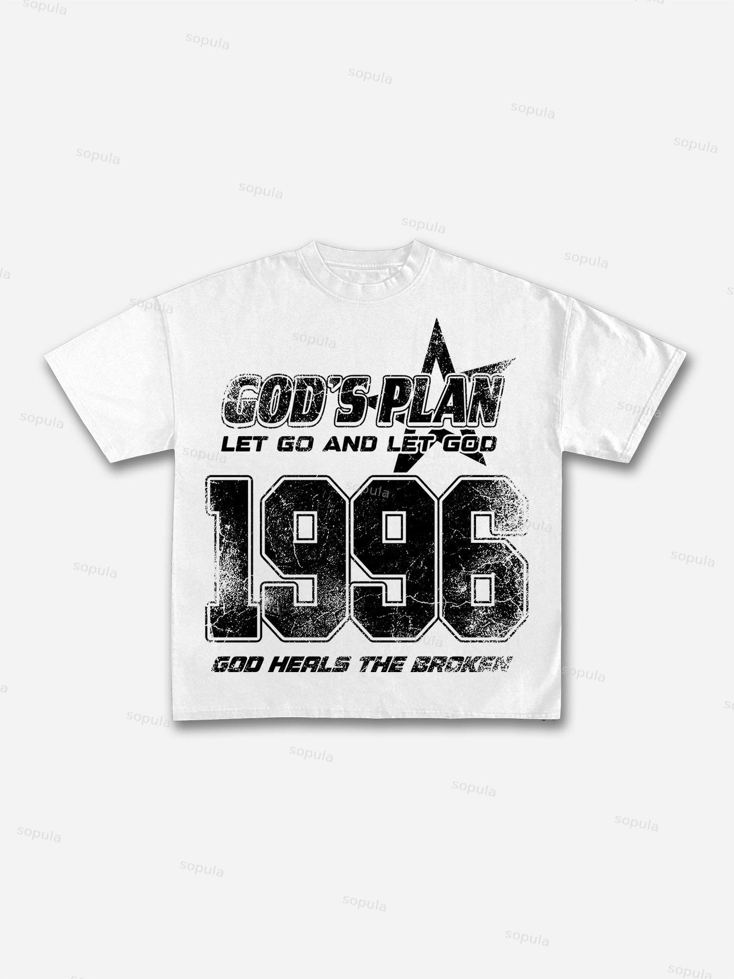 God's Plan 1996 Retro Aged Graphic Cotton T-shirt Product Image