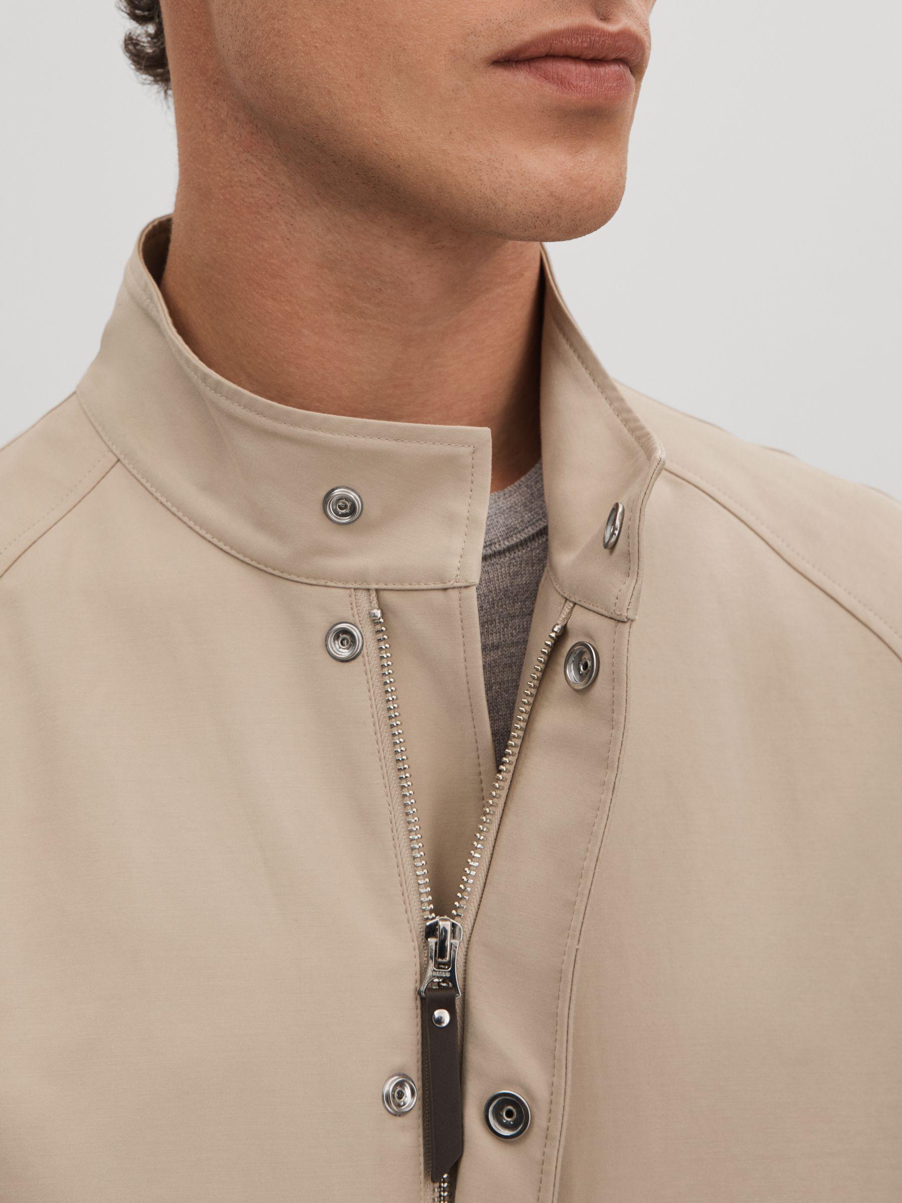 Cotton Blend Zip-Through Jacket in Stone Product Image