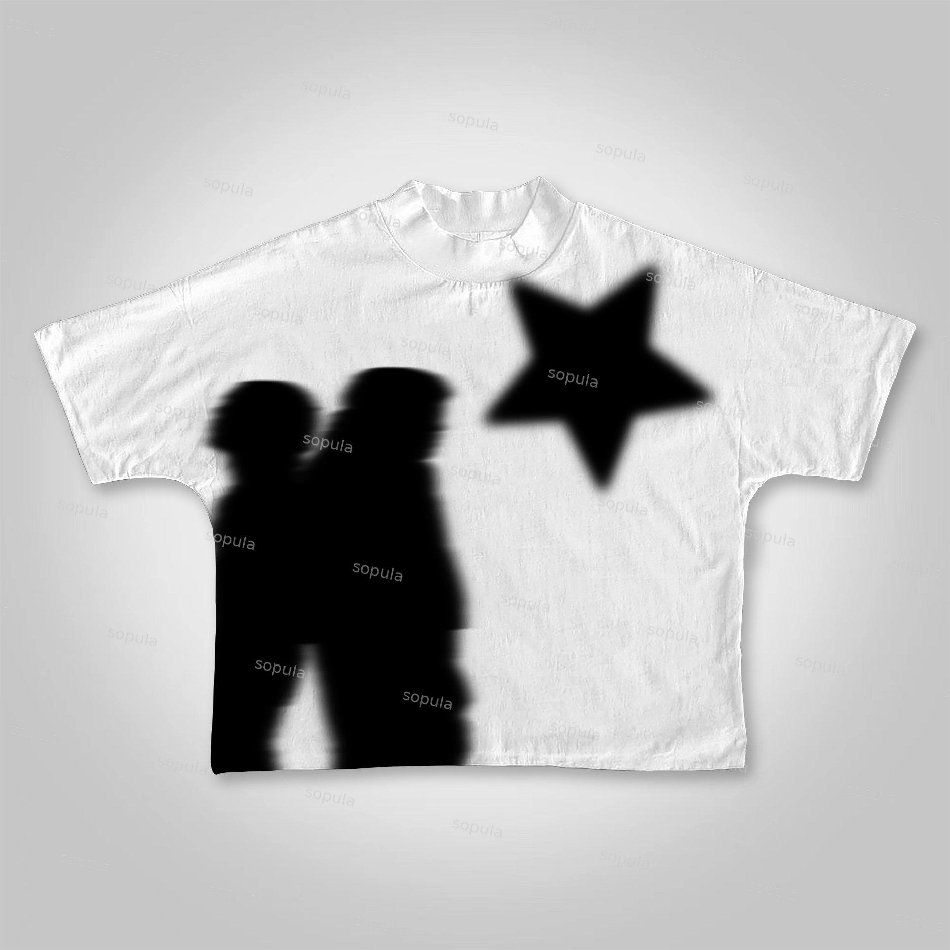 Sopula Virtual Shadow Graphics Cropped T-Shirts Product Image