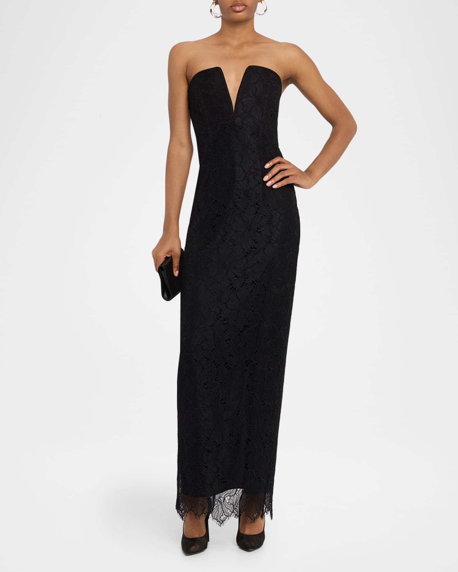 Strapless Floral Lace Column Gown Product Image