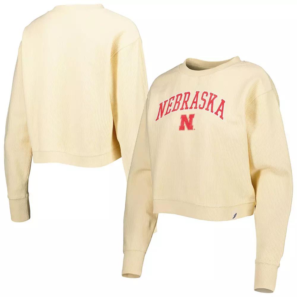 Women's League Collegiate Wear Cream Nebraska Huskers Classic Campus Corded Timber Sweatshirt,  Product Image