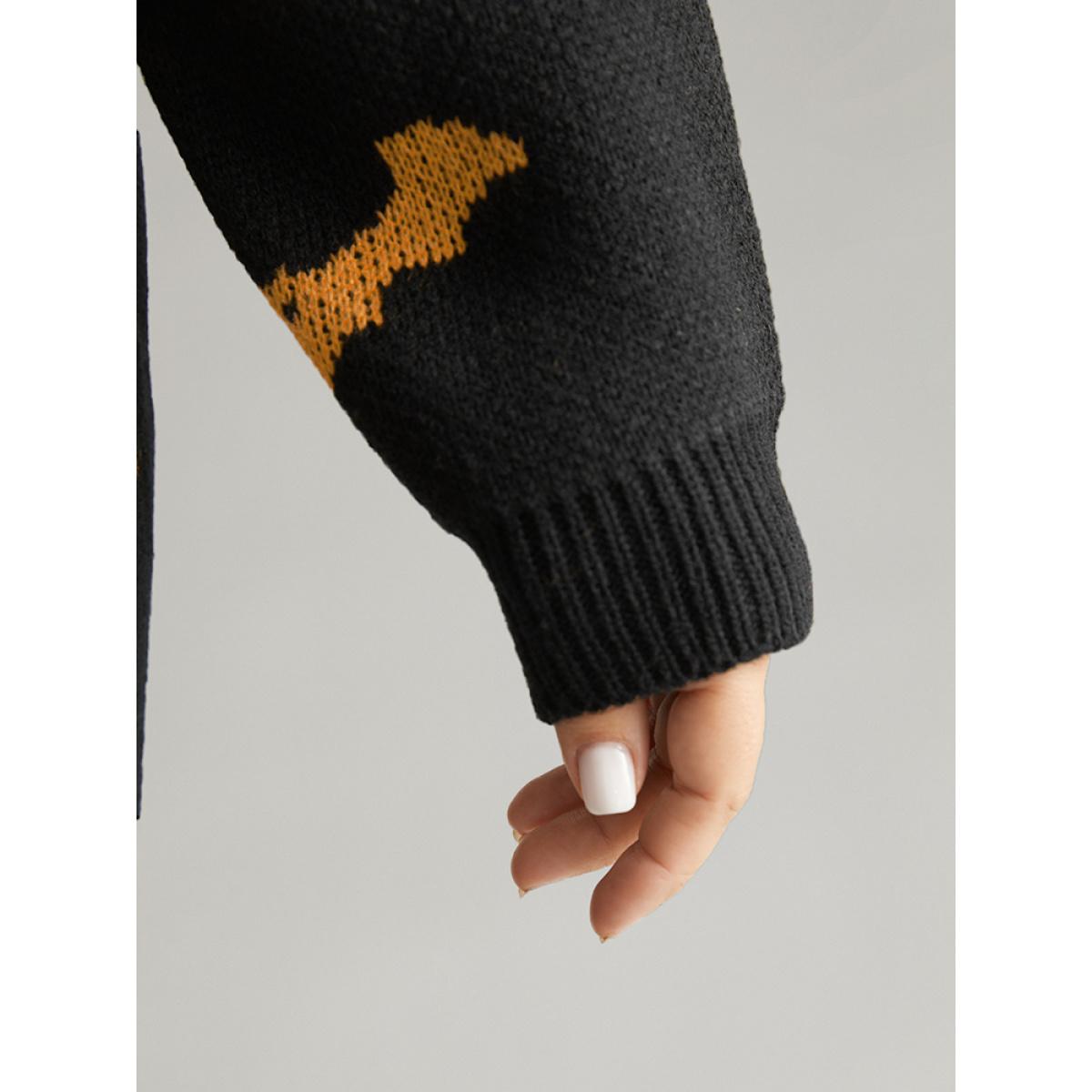 Plus Size Halloween Bat Graphic Open Front Cardigan Black Women Casual Loose Long Sleeve Festival-Halloween Cardigans BloomChic 22-24/3X Product Image