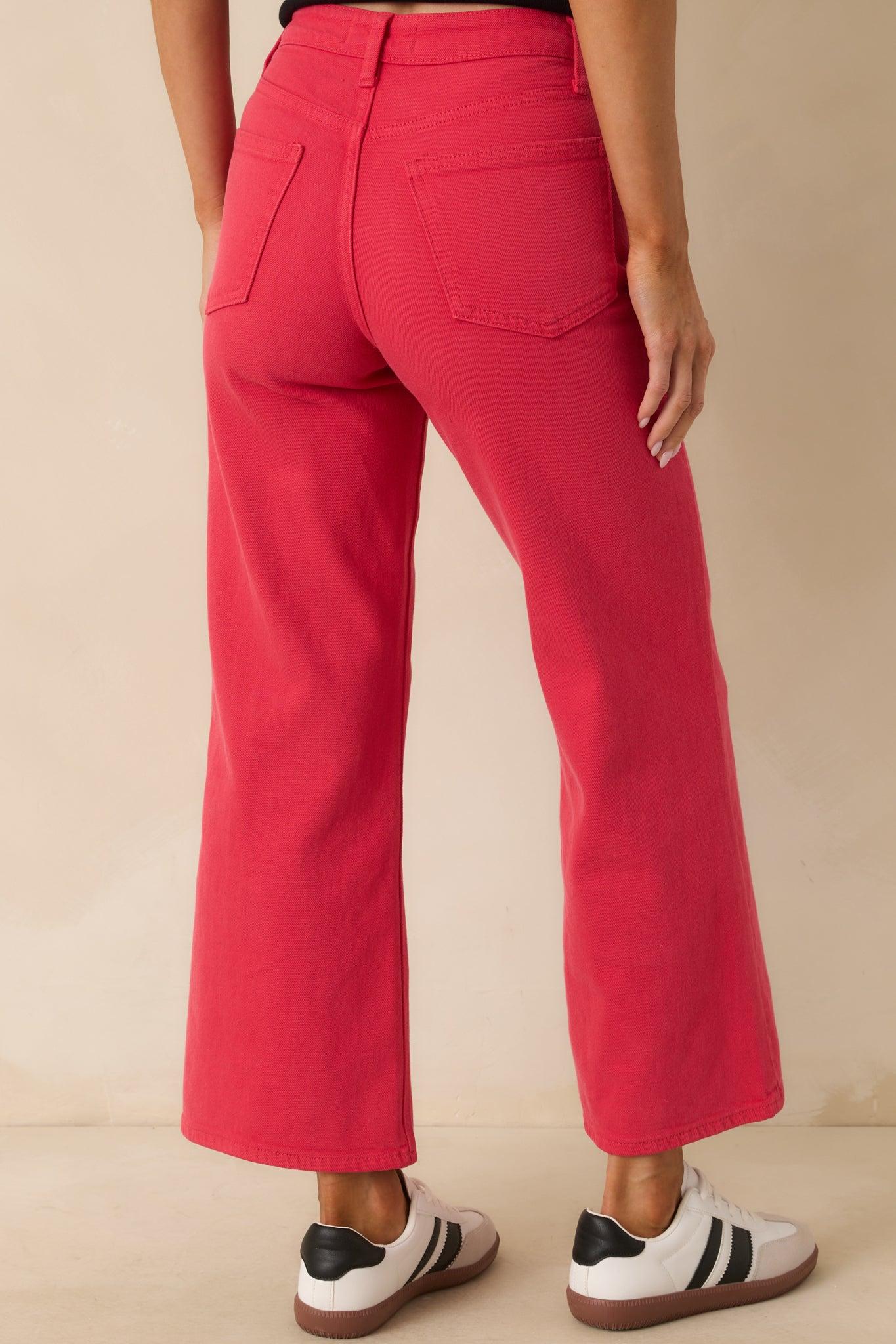 Into The Clouds Red Cropped Wide Leg Jeans Product Image