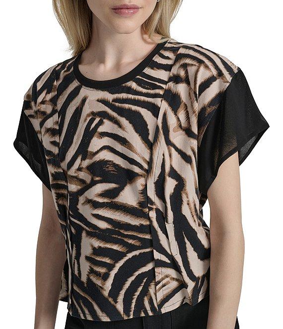 DKNY by Donna Karan Blurred Zebra Mix Media Dolman Sleeve Top Product Image