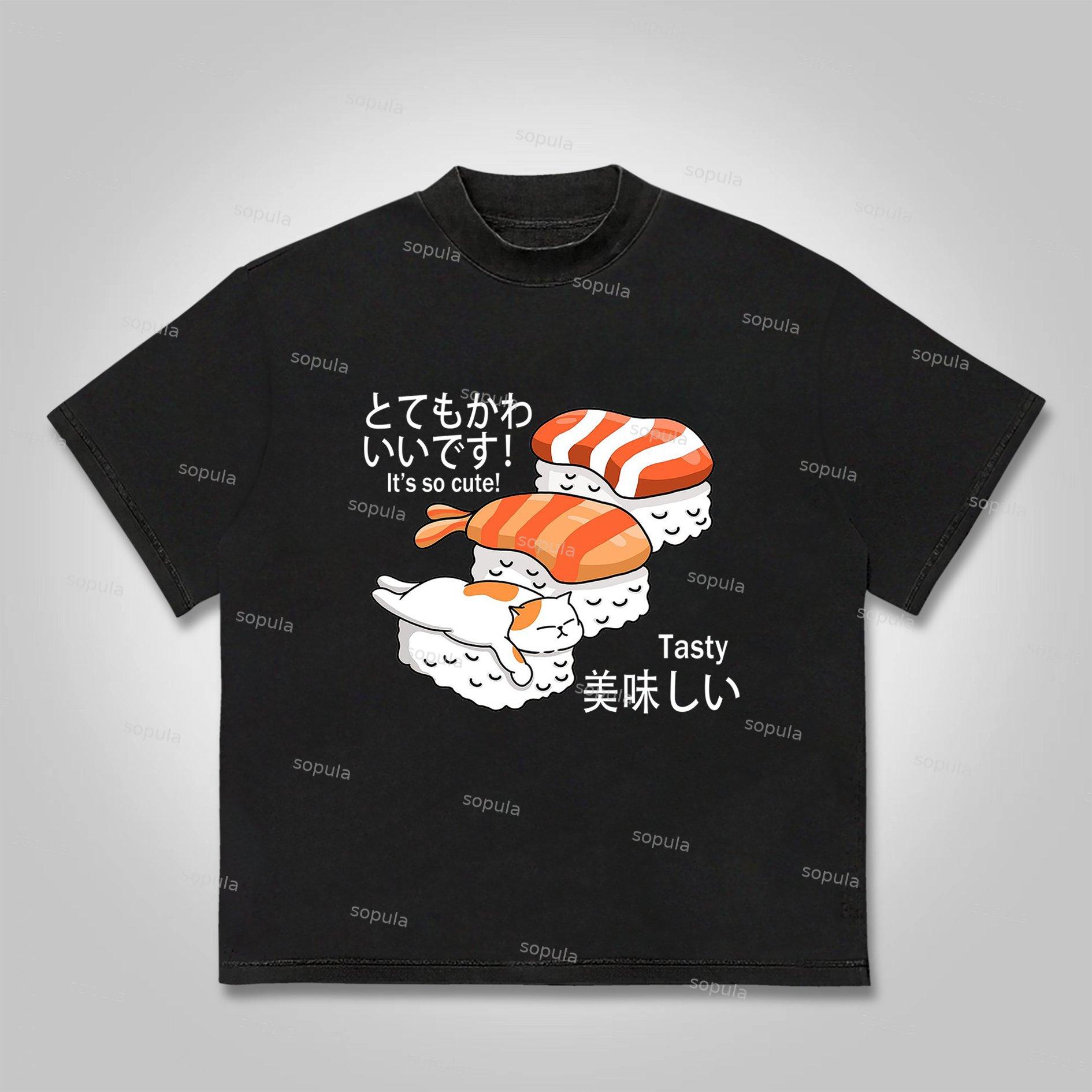 Sopula Fun Sushi Graphic Print Cotton T-Shirt Product Image