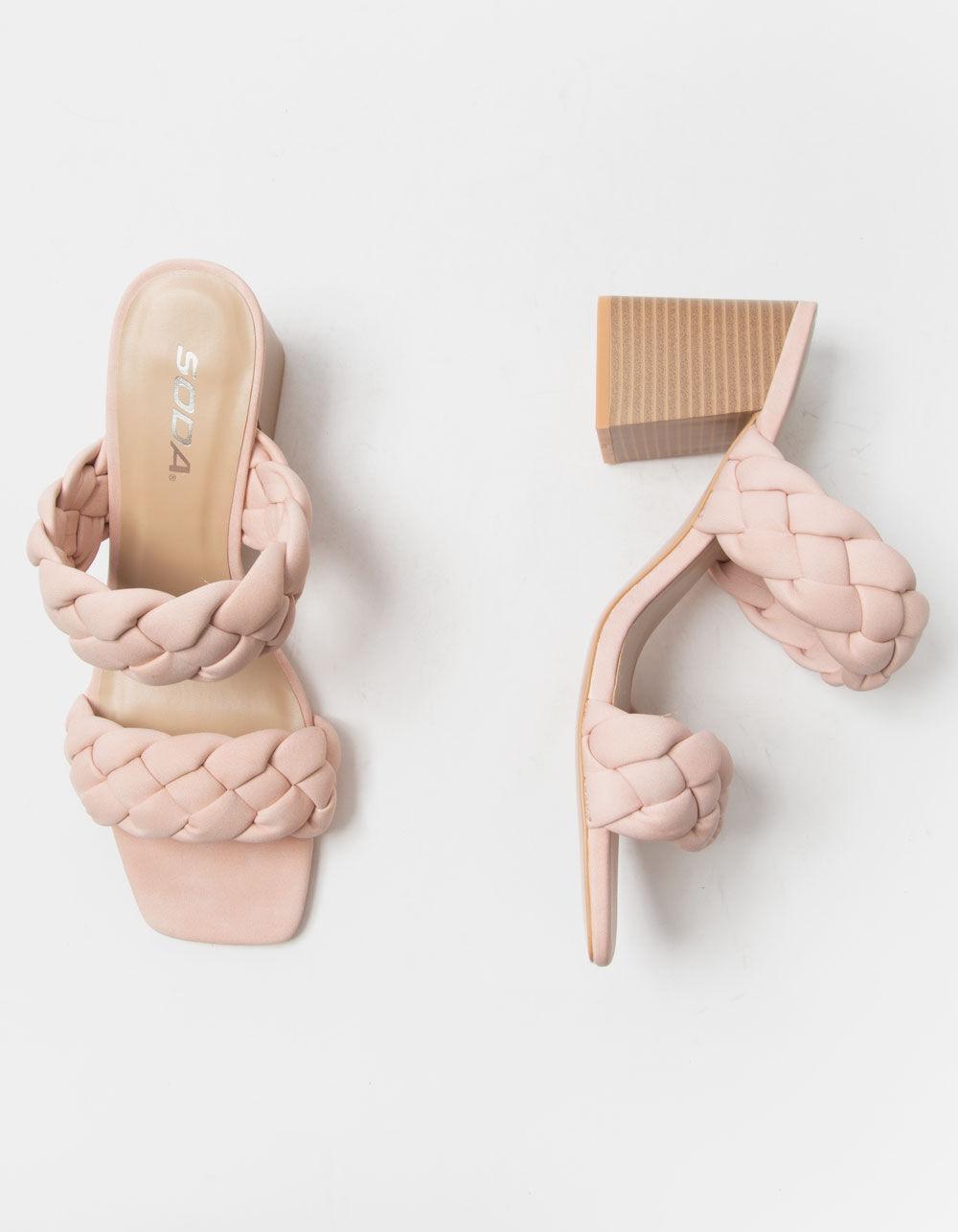 SODA Braided Womens Block Heels - BLUSH Product Image