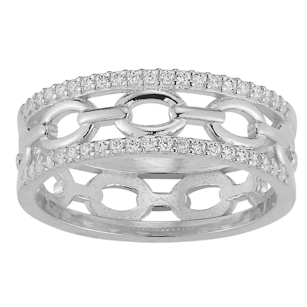 Sunkissed Sterling Cubic Zirconia Triple Stack Ring, Women's, Size: 8, Silver Tone Product Image