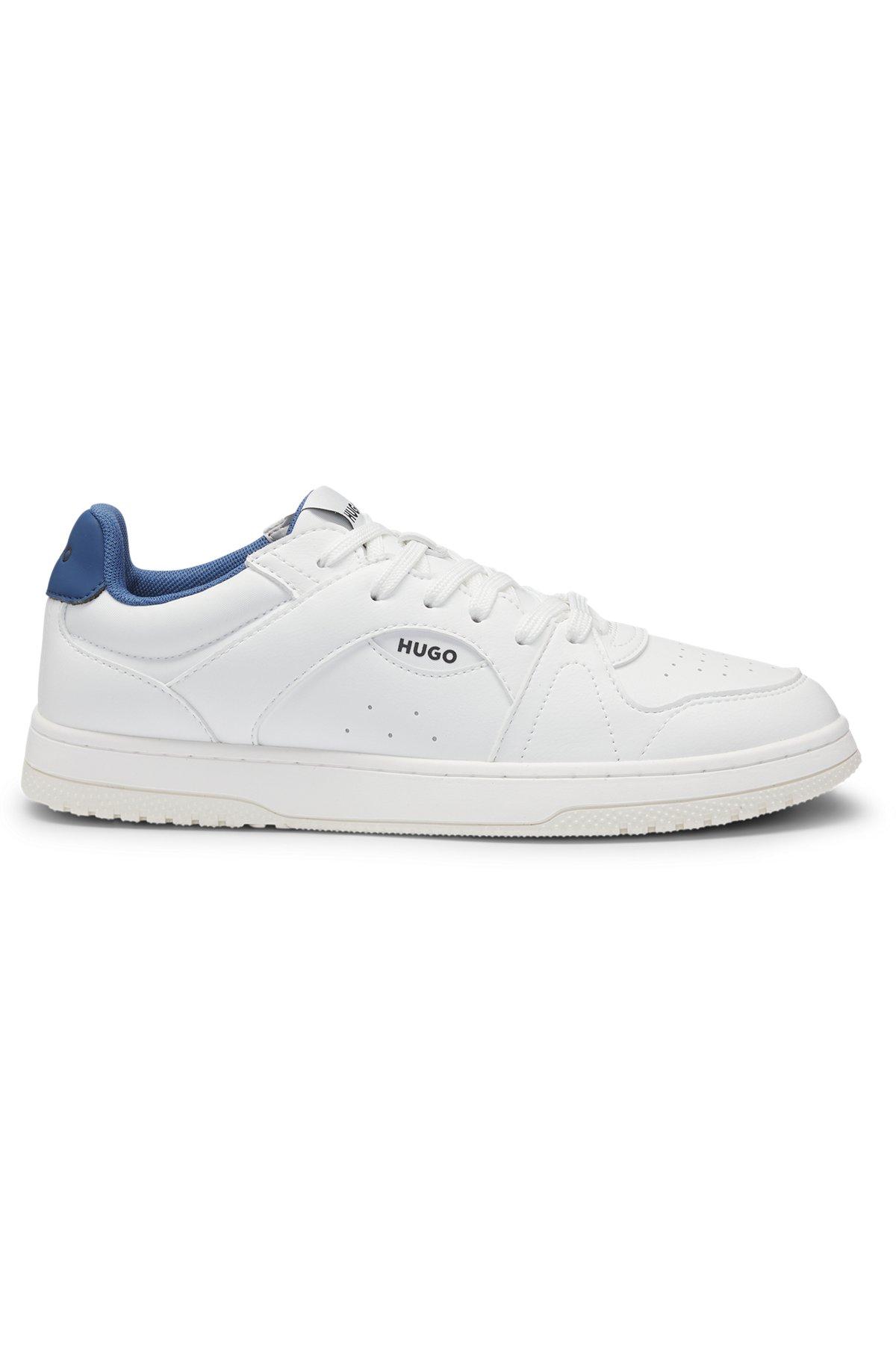 Faux-leather lace-up trainers with logo details Product Image