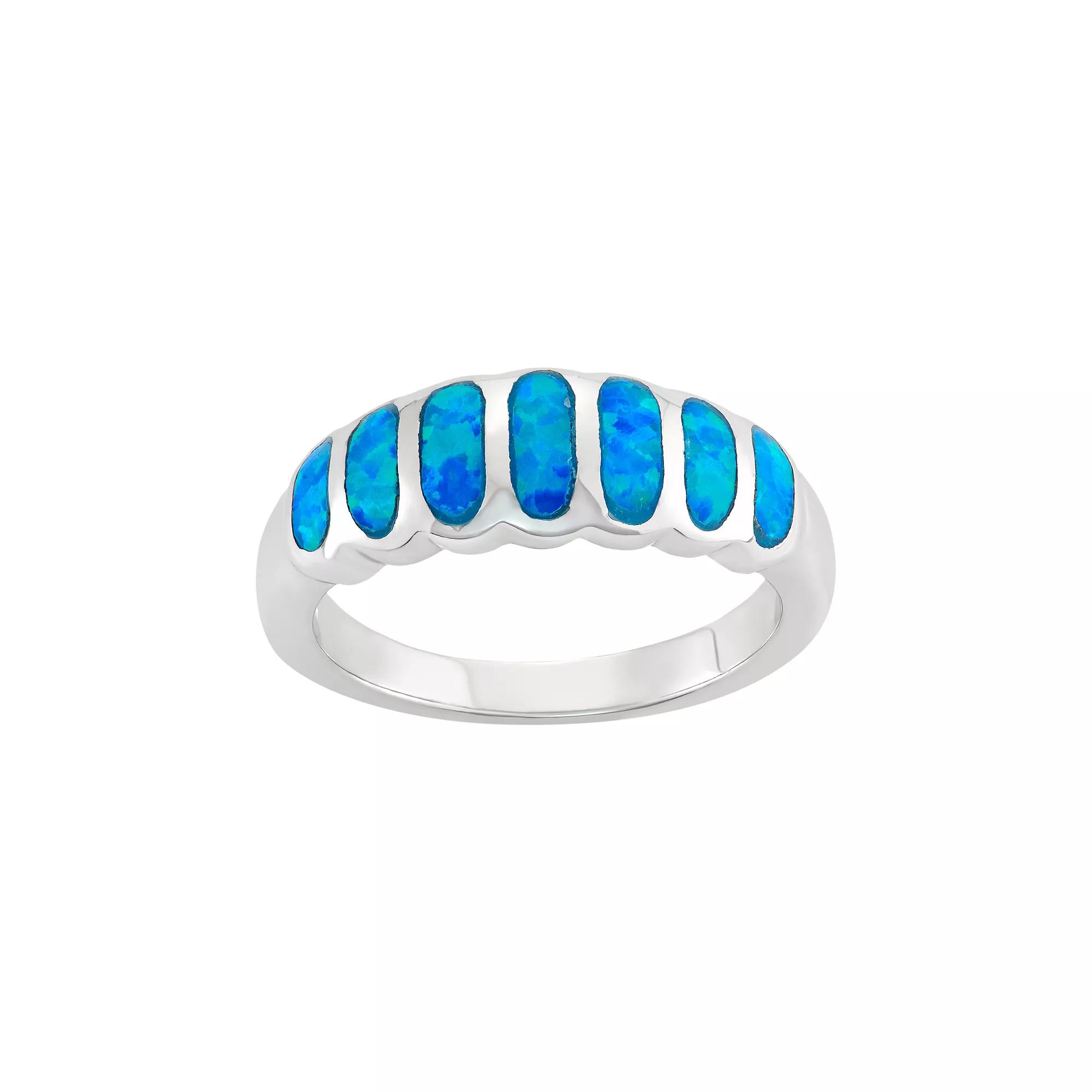 Lab-Created Blue Opal Sterling Silver Ring, Women's, Size: 6 Product Image