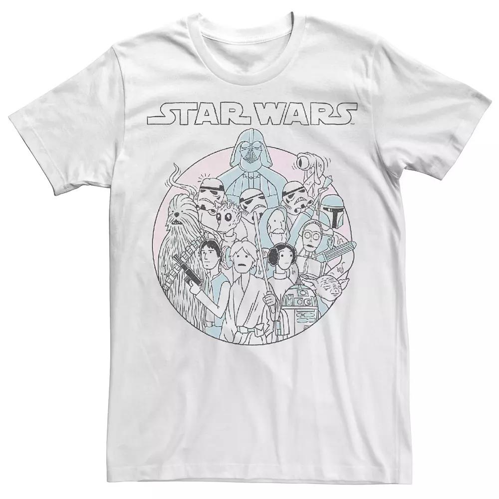 Men's Star Wars Heroes & Villains Pastel Doodle Tee, Size: Medium, White Product Image