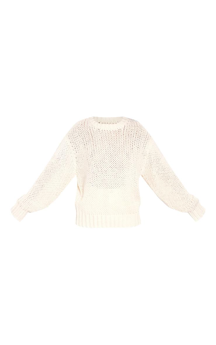 Tall Cream Chunky Knit Crew Neck Sweater Product Image