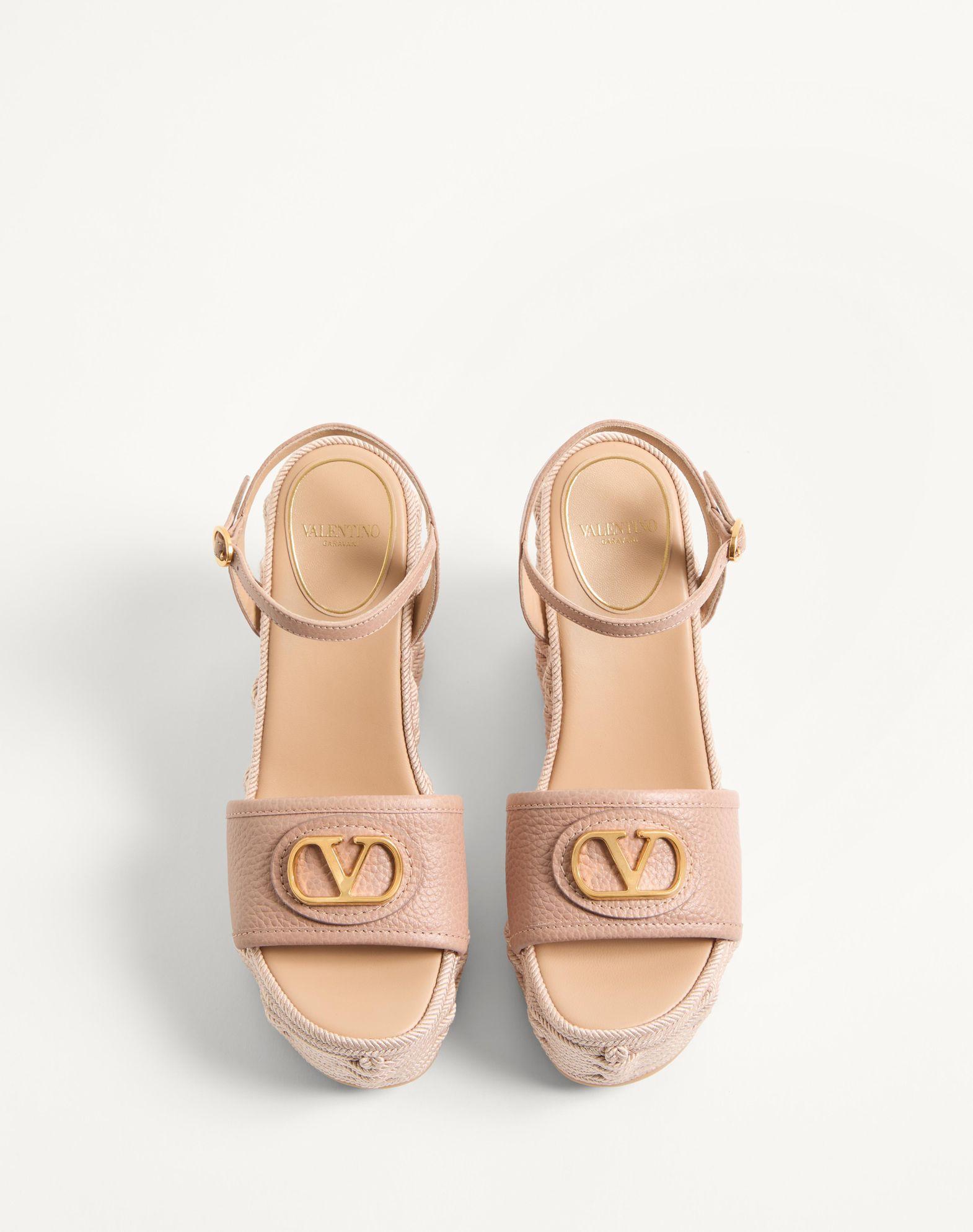 Vlogo Signature Wedge Sandal In Grainy Calfskin 120Mm Product Image