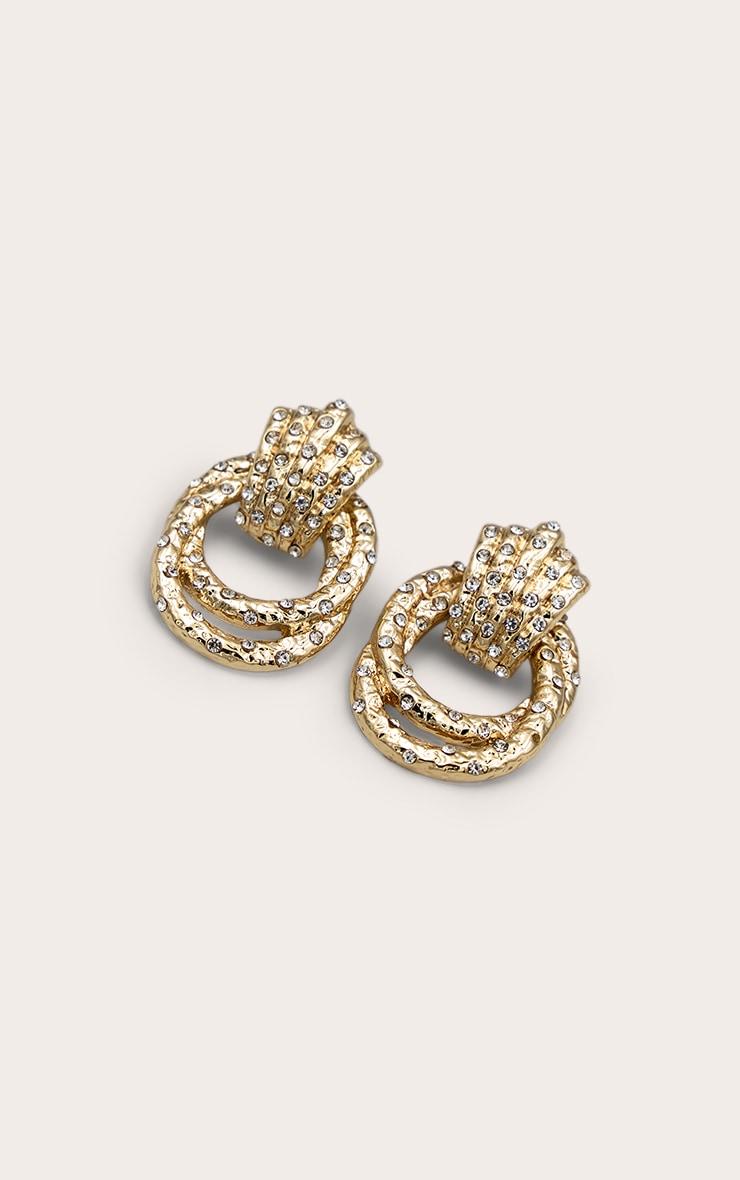 Gold Diamante Knot Door Knocker Earrings Product Image