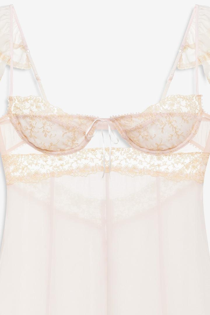 Gilded Lace Maxi Slip Dress — Natural Product Image
