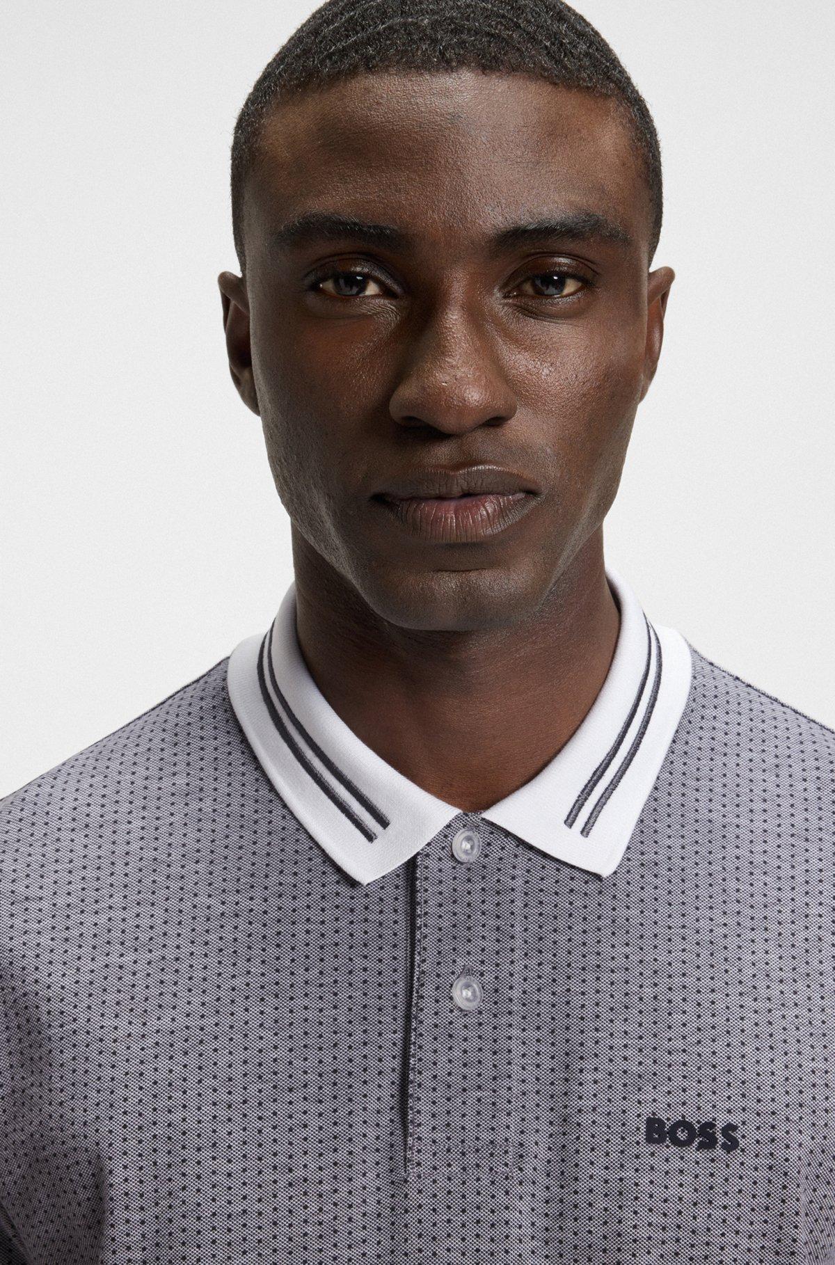 Cotton-piqué polo shirt with dot print Product Image
