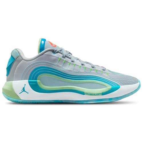 Jordan Mens Jordan Luka 4 - Mens Basketball Shoes Football Grey/Laser Blue/Vapor Green Product Image