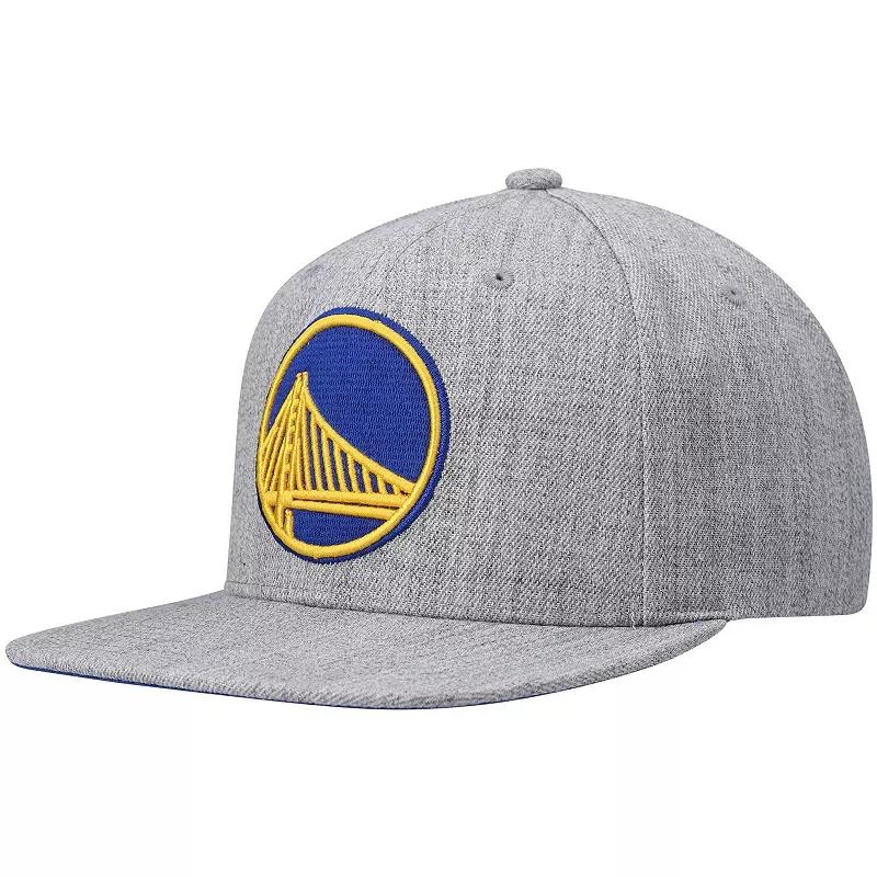 Men's Mitchell & Ness Heathered Gray Golden State Warriors 2.0 Snapback Hat, Grey Product Image