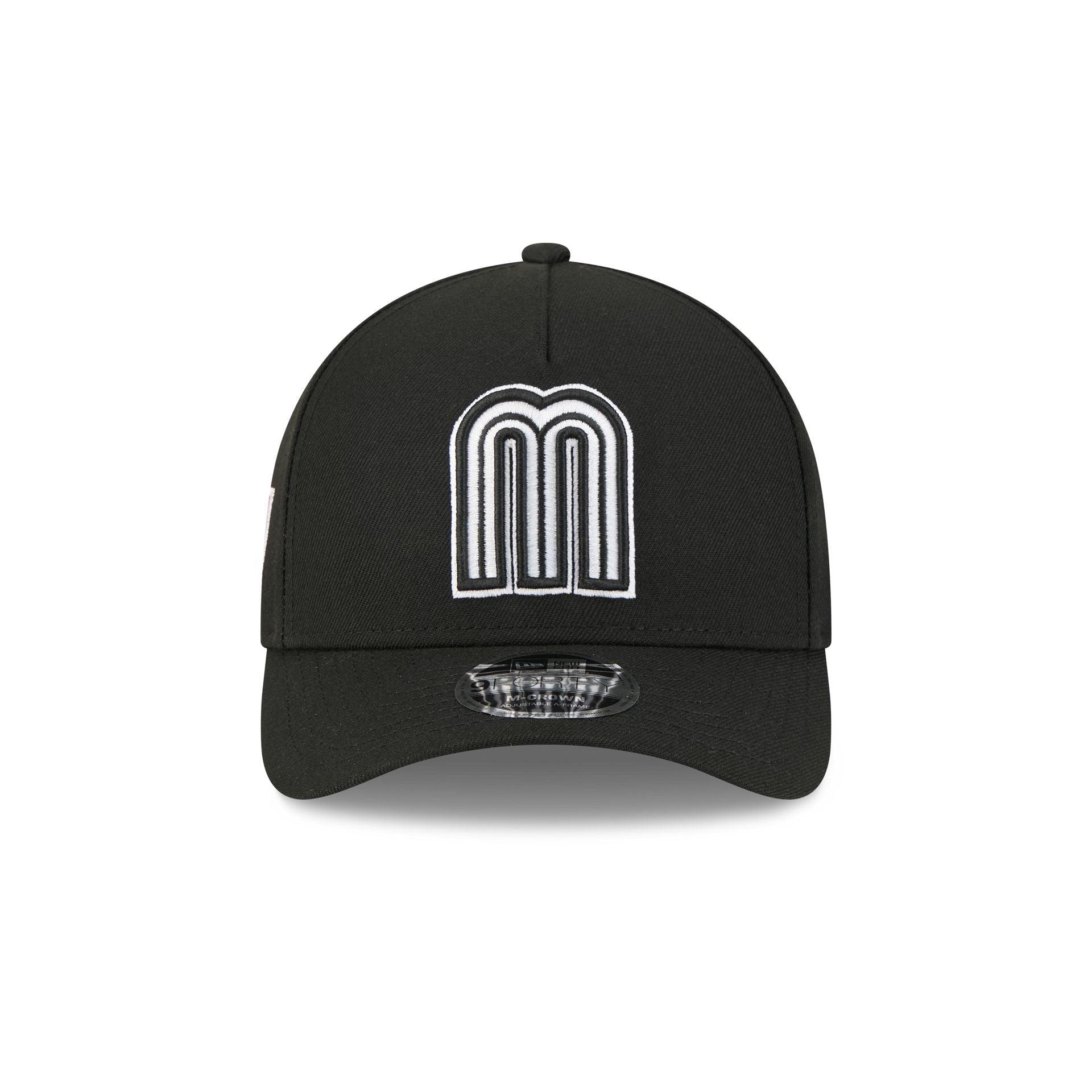 Mexico World Baseball Classic Black and White 9FORTY M-Crown A-Frame Snapback Hat Male Product Image