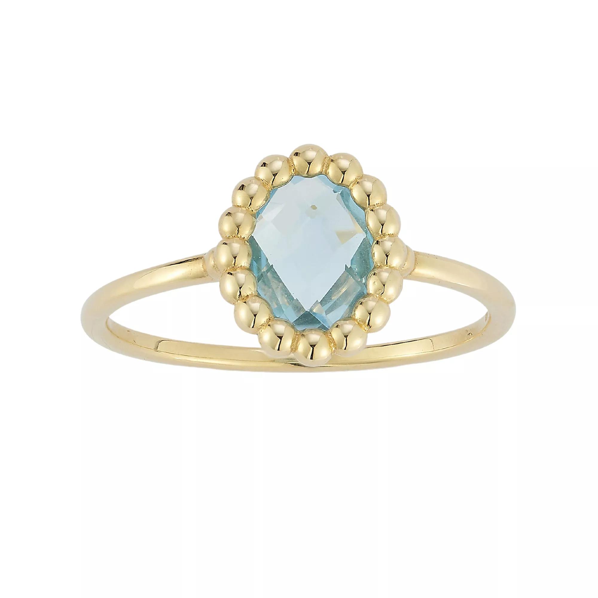 LUMINOR GOLD 14k Gold Gemstone Oval Ring, Women's, Size: 6, Blue Topaz Product Image
